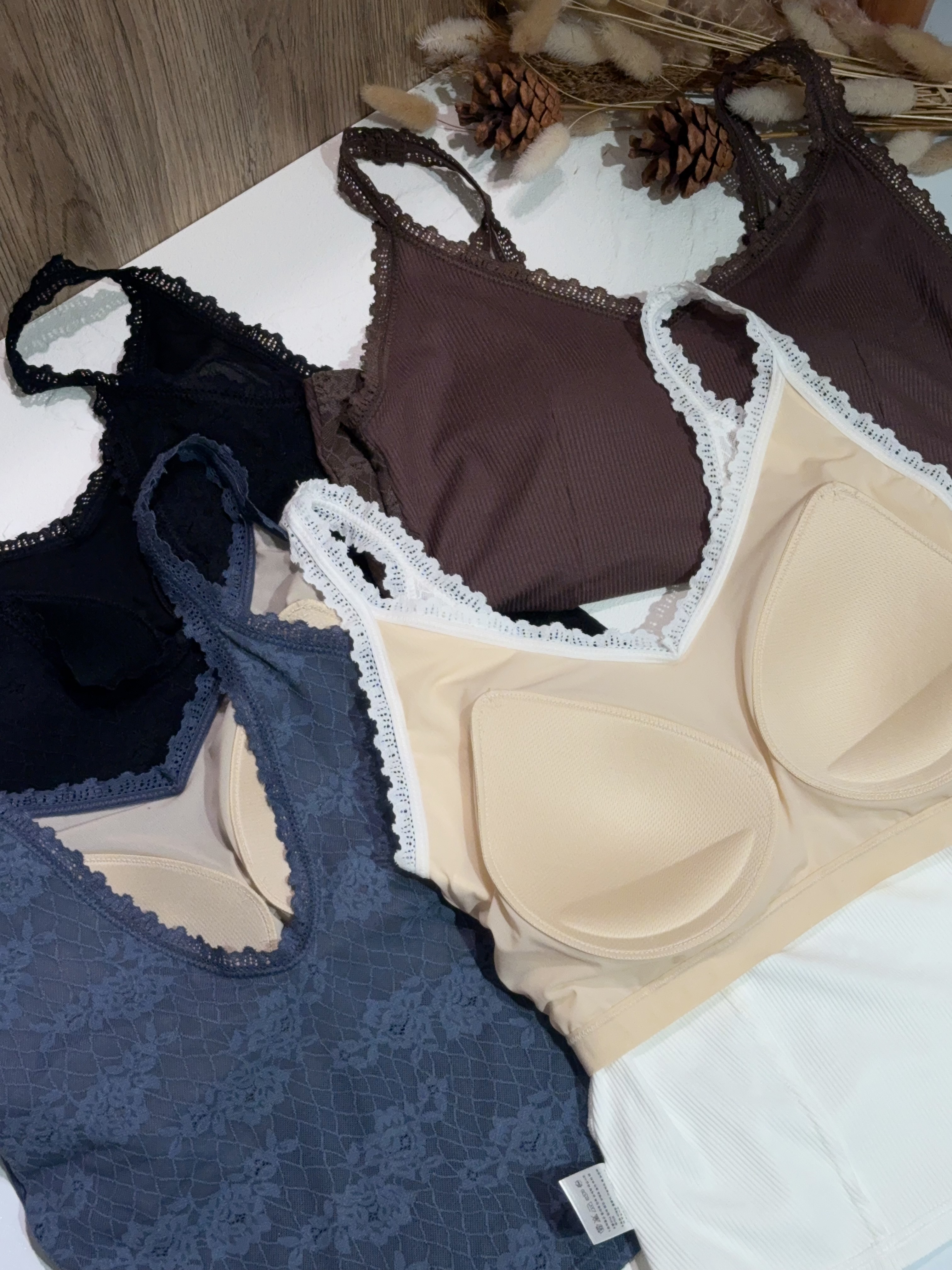 後lace V領bra top