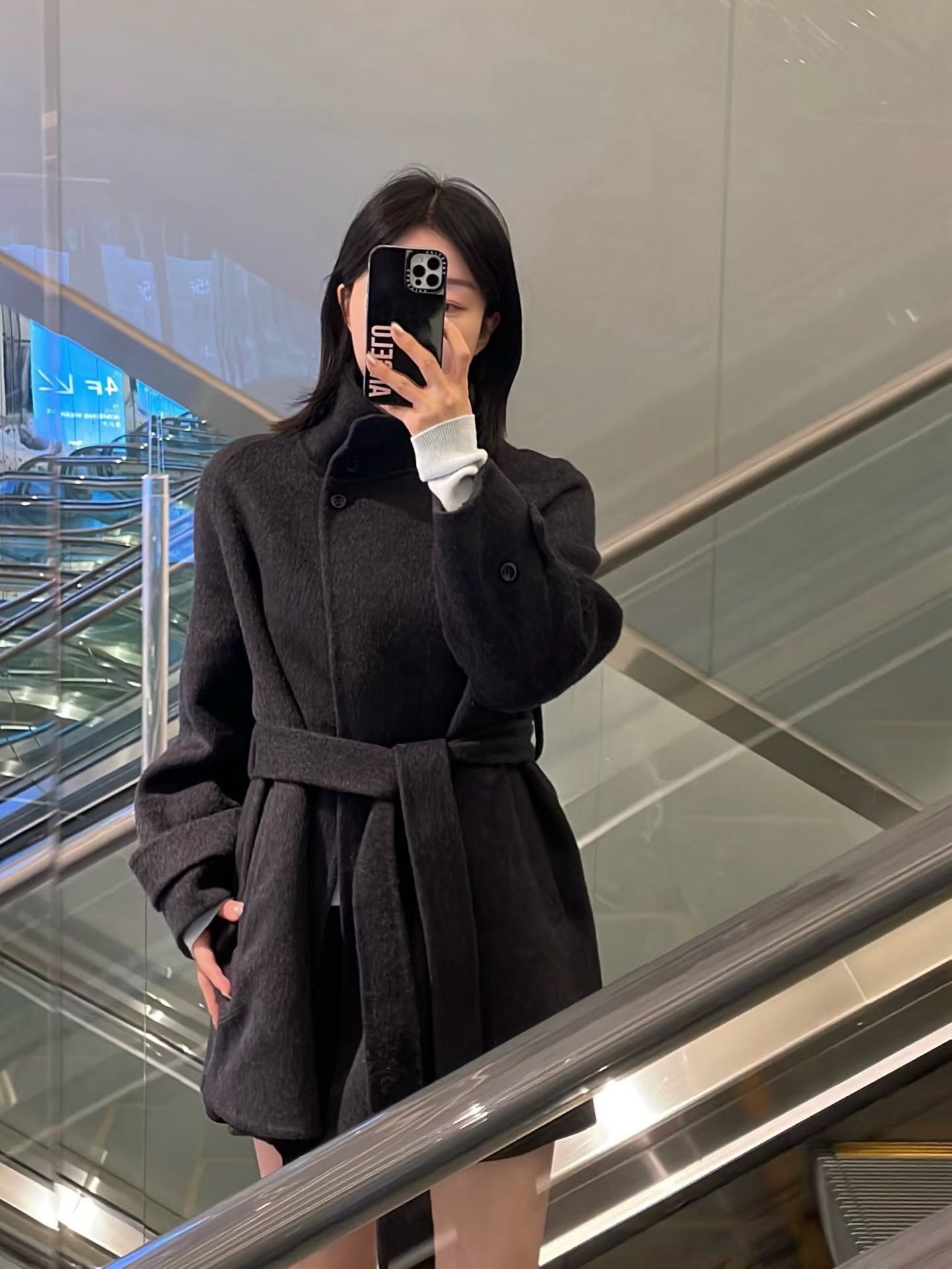 Premium wool cropped coat