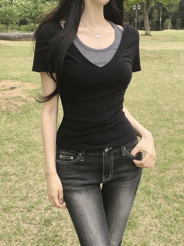Halter Neck Layered V-Neck Top