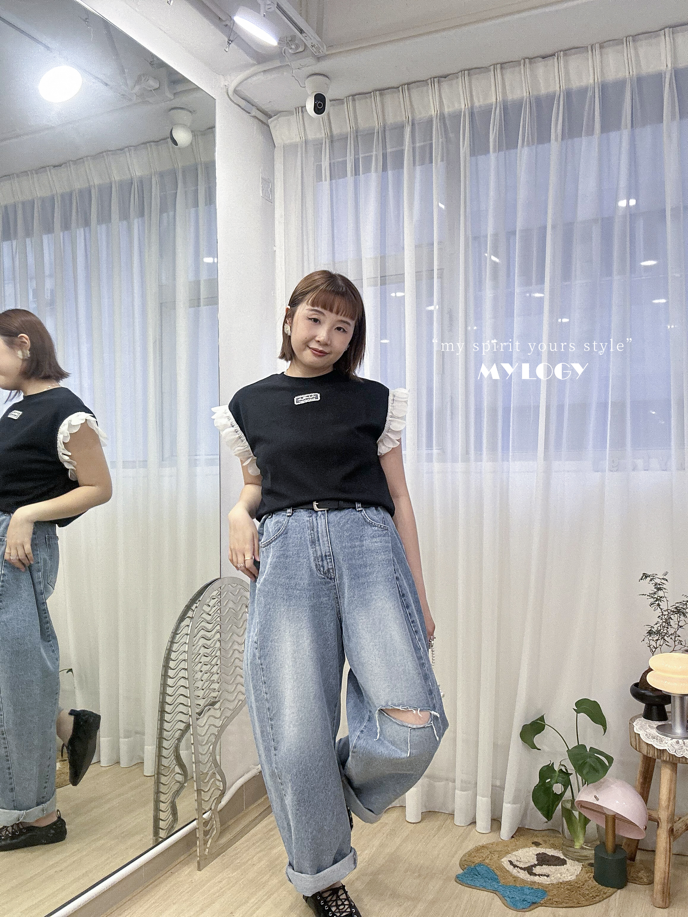 波波羽翼～棉質繡字TEE MIE0002 - 黑色 Black