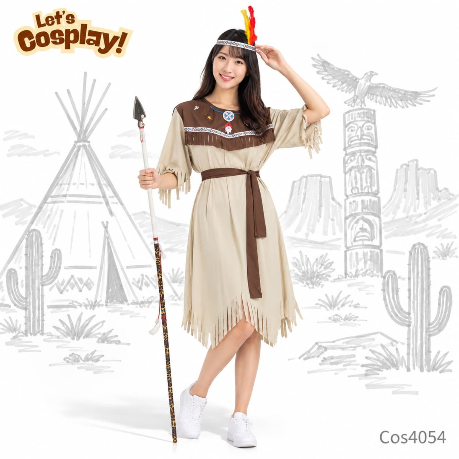 成人女裝印第安人民族服 Costume｜北美原住民主題 International Day 成人角色扮演服 COS4054