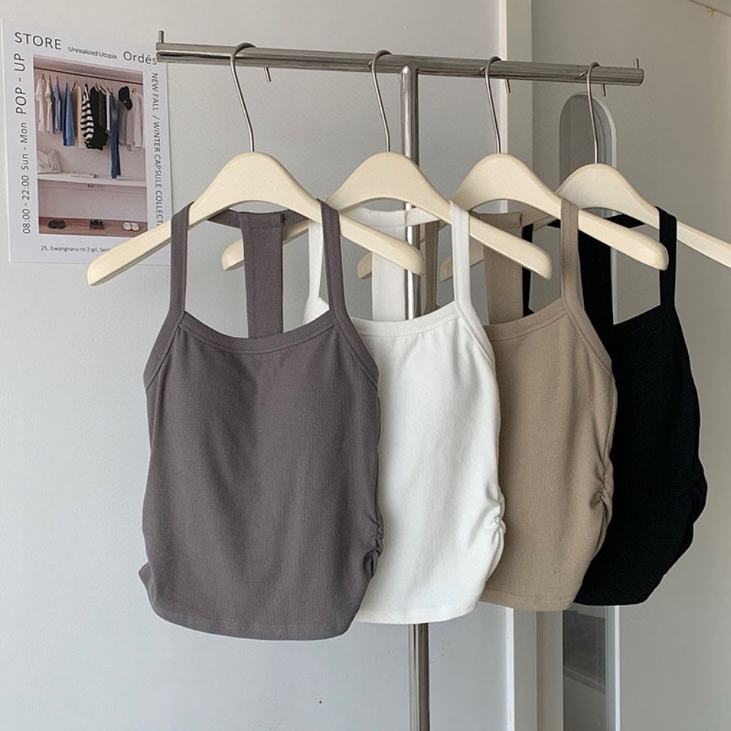 Halterneck Padded Tank Top挂脖自带胸垫小背心 ( 4 colour)