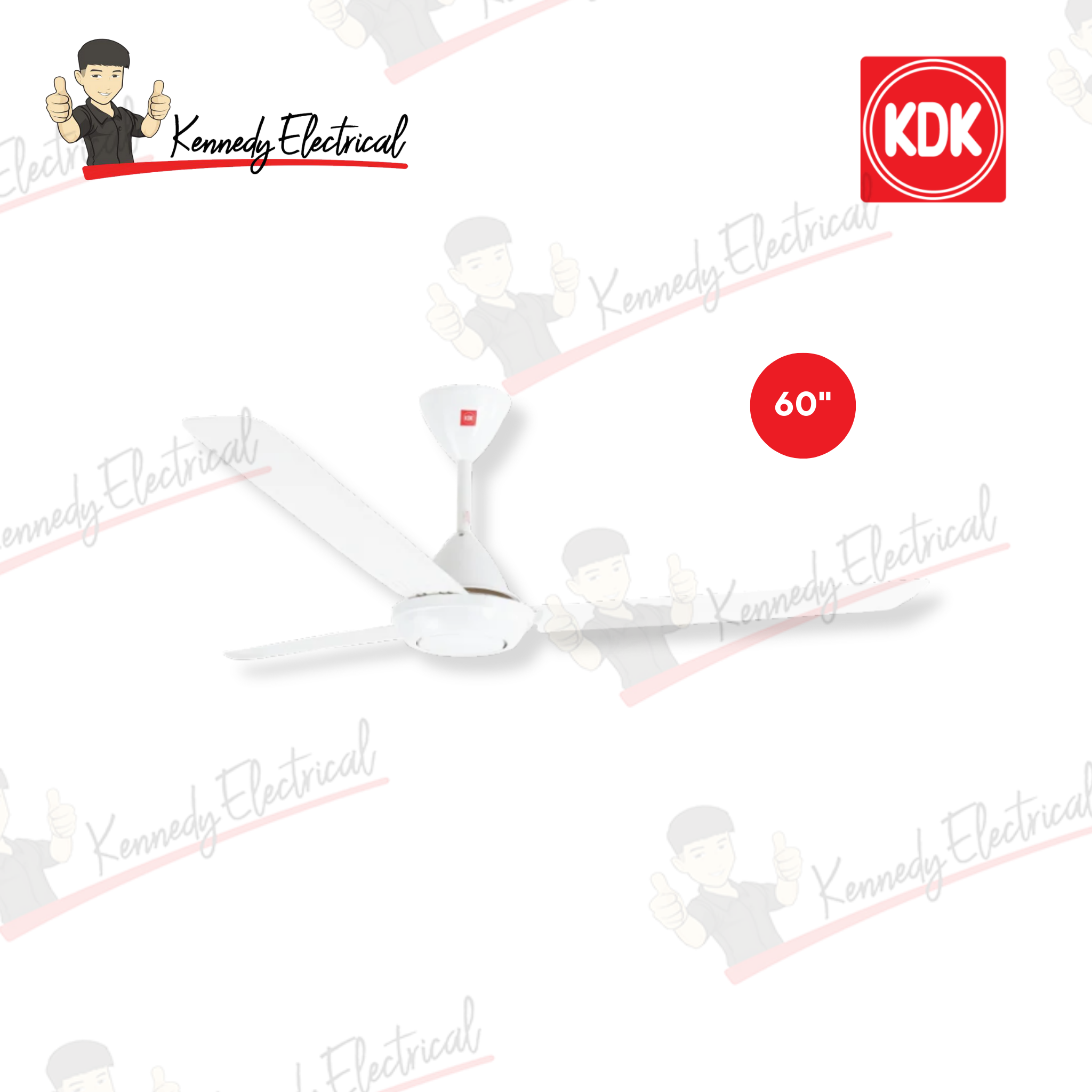 KDK 60" Ceiling Fan 3-Blade Regulator White JKR Spec (K15VC)