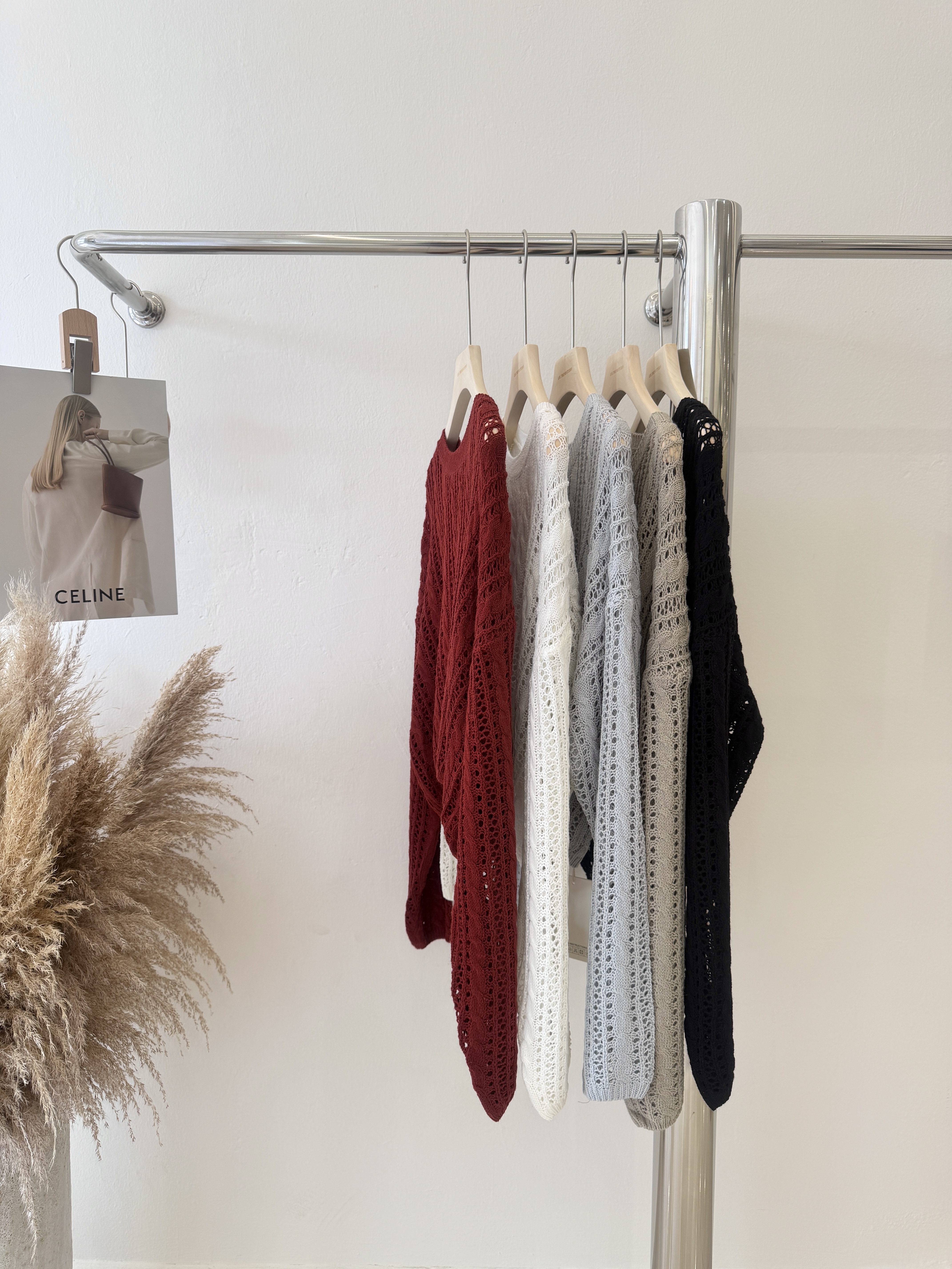 6716 韩系缕空针织长袖