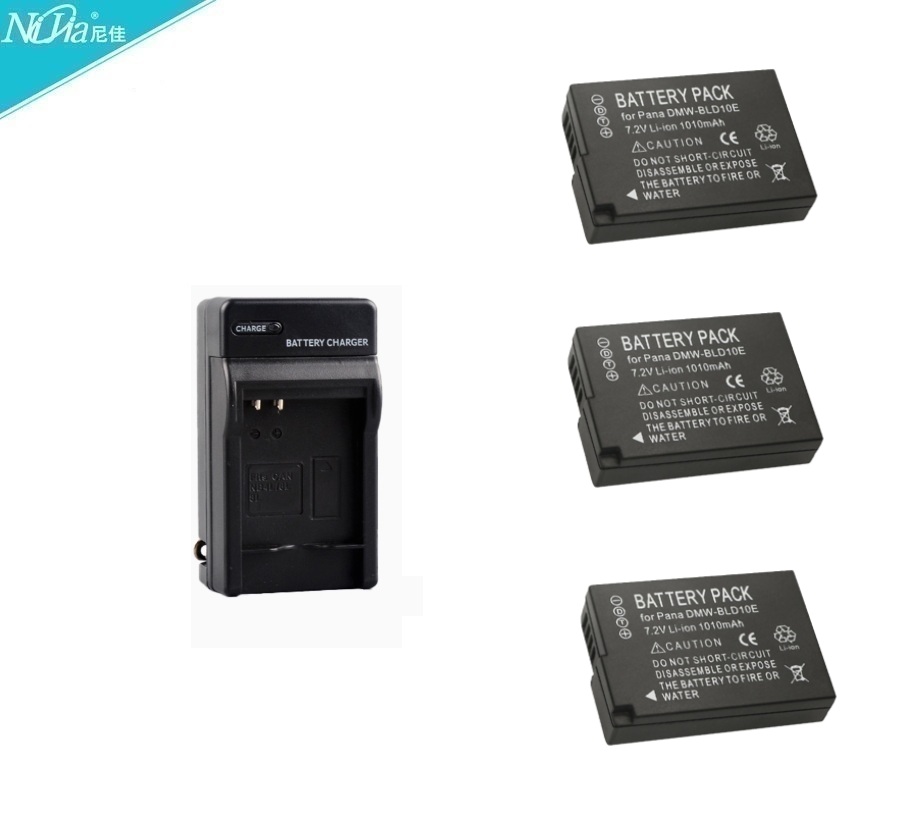 Nijia DMW-BLD10, DMW-BLD10E, DMW-BLD10PP Lithium-Ion Battery Pack With AC Travel Charger For Panasonic Cameras 代用鋰電池 