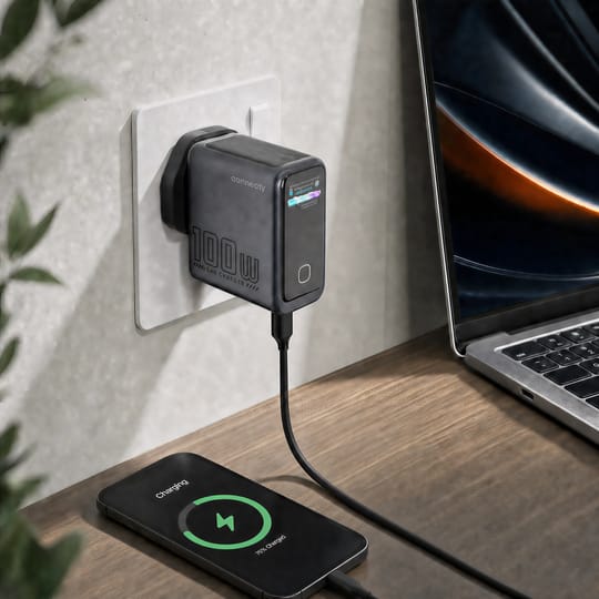 Connecty PowerVision 100W 智慧型 AI TFT GaN 快速充電器 2C1A CA431D [預計8月中出貨]