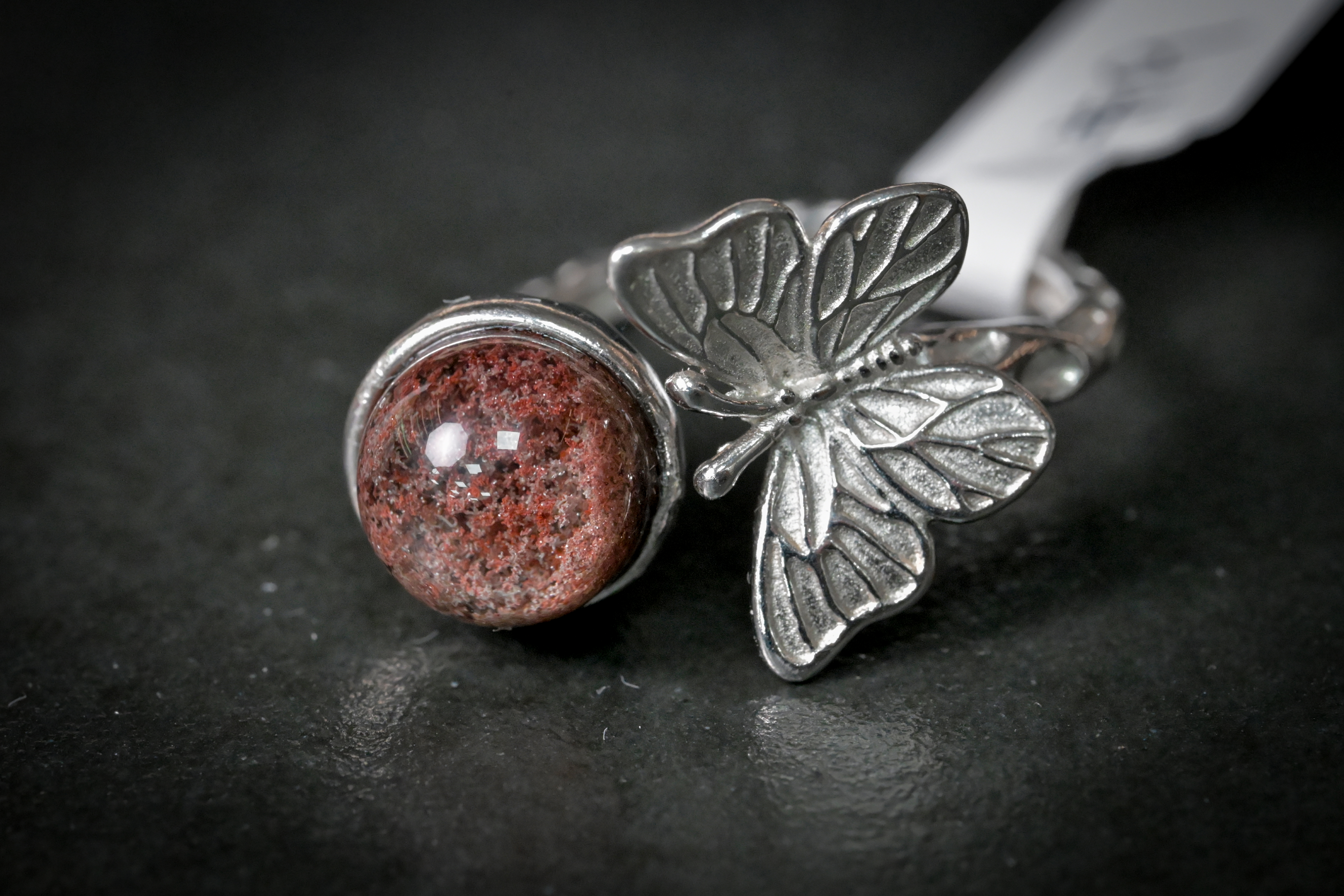 紅幽靈水晶純銀戒指 #019｜日信水晶 身心工房｜Red Phantom Crystal Sterling Silver Ring #019