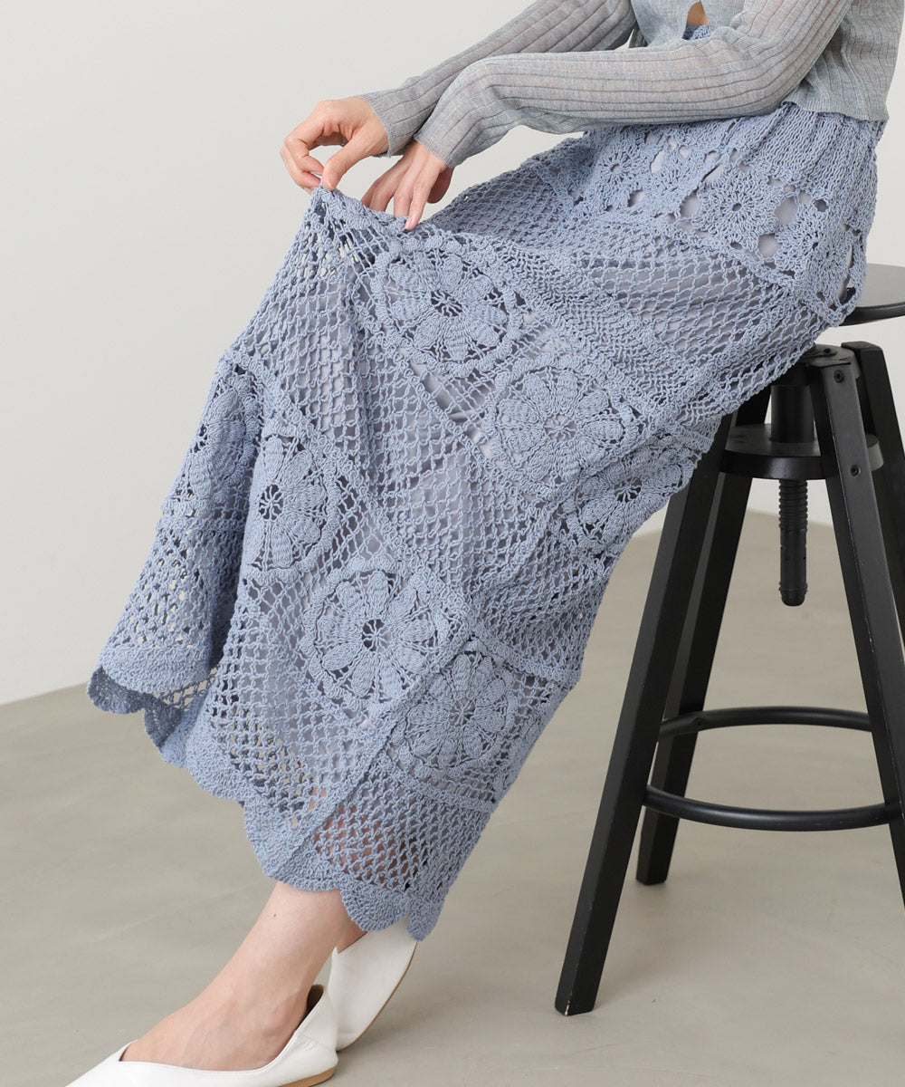 <JP> Premium 鉤針編織花花半裙* 3色入 <預購>