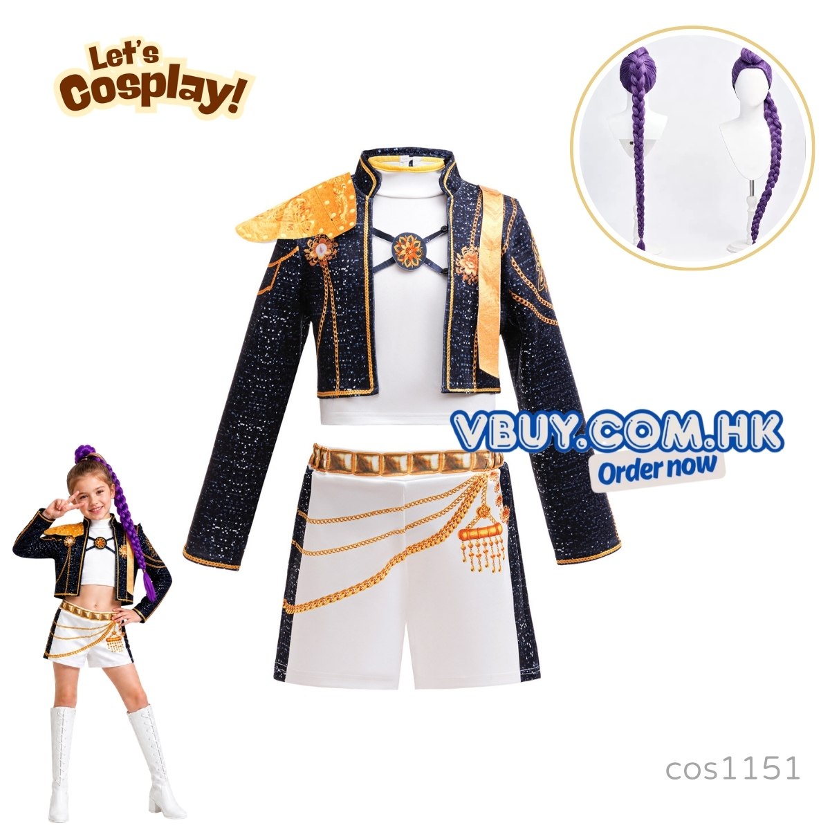 Rumi Demon Hunters 黑金 Cosplay服裝 女童高級角色造型服 舞台表演套裝 Lets Cosplay cos1151