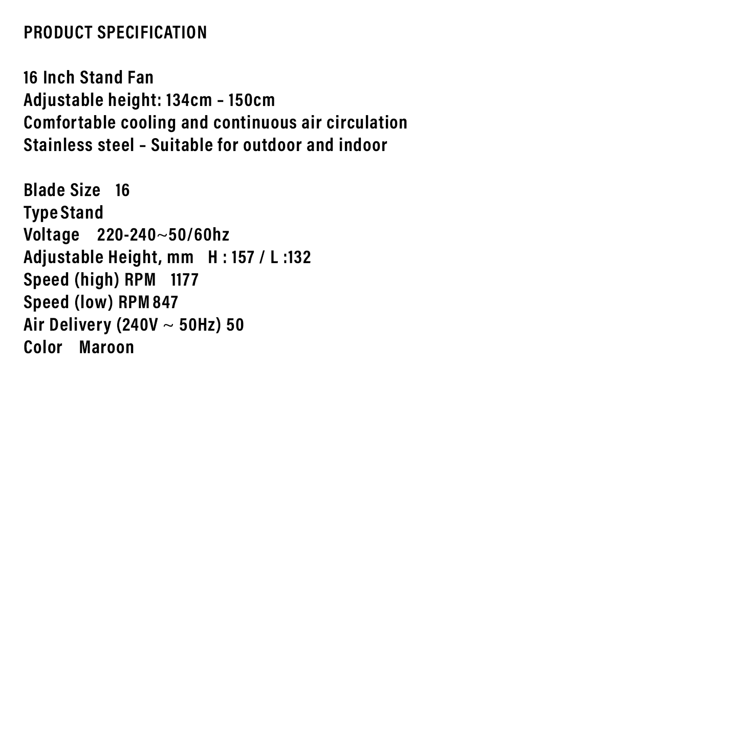 Sharp 16" Stand Fan (PJS400M)