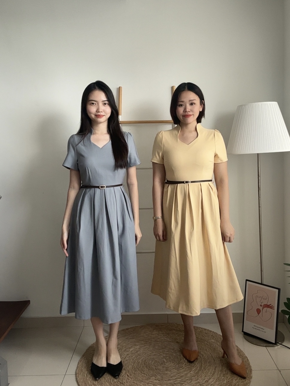 D2356 Diamond Neck Dress - 3 Colors 