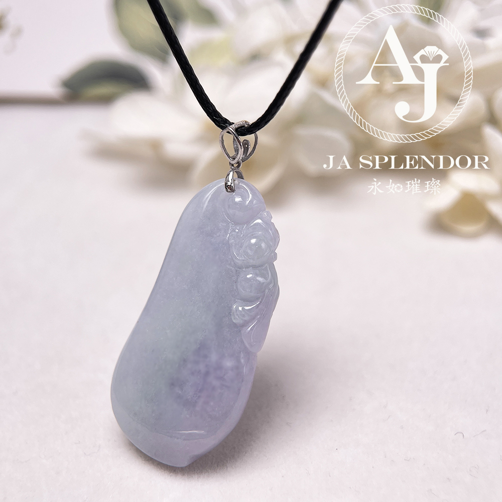 JNK-92 天然翡翠A玉 紫羅蘭玉靈猴獻壽萬壽果18K金吊墜