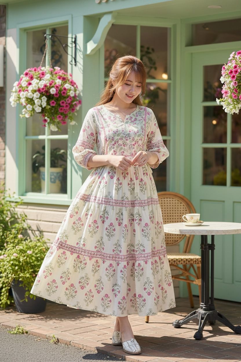 Milky Cottage Floral 4-Rope OP 44" #1463