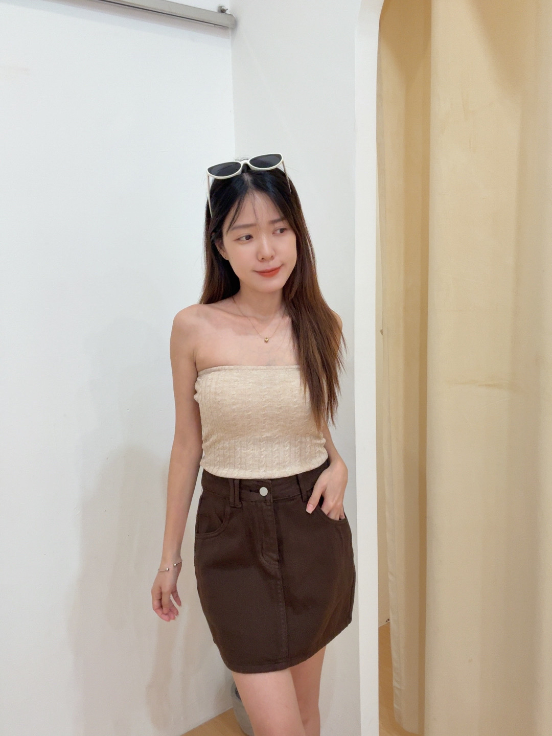 麻花平口抹胸修身背心 R2969