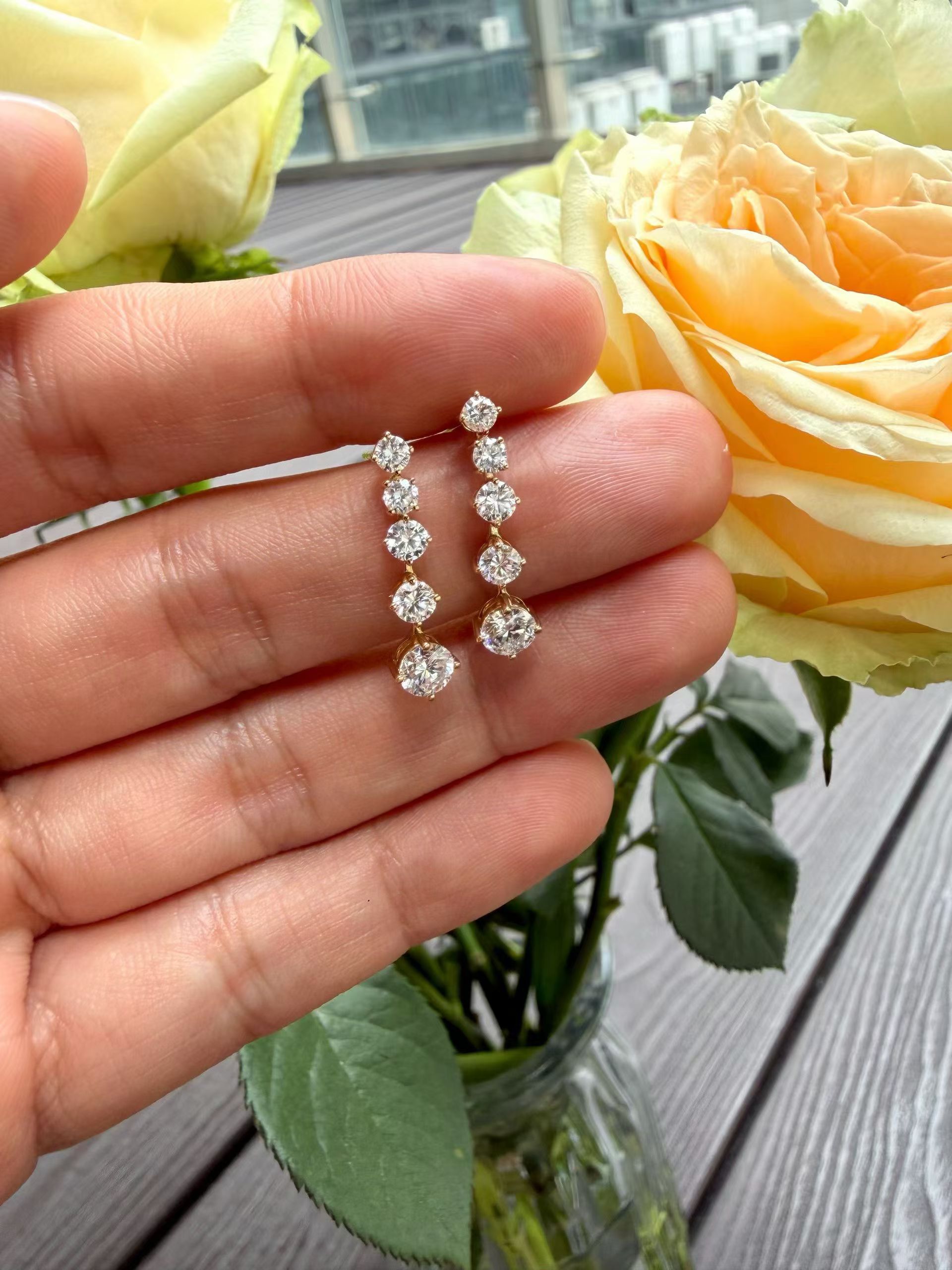 18K 培育鑽石耳環 D1.392ct