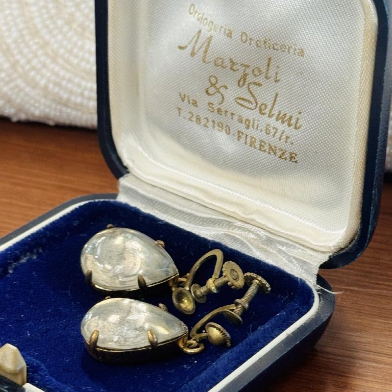 Vintage European C.a. 1950s Water Drop Screwback Dangle Earrings