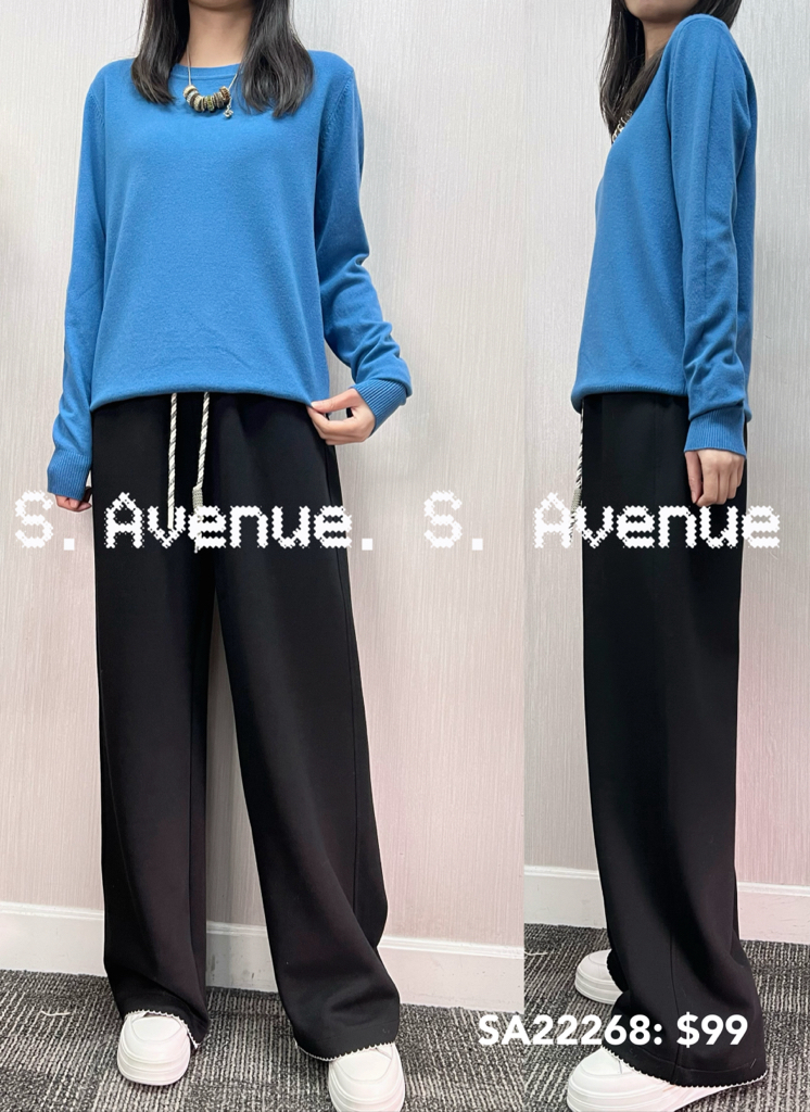 SA22268: 長袖圓領淨色線冷top