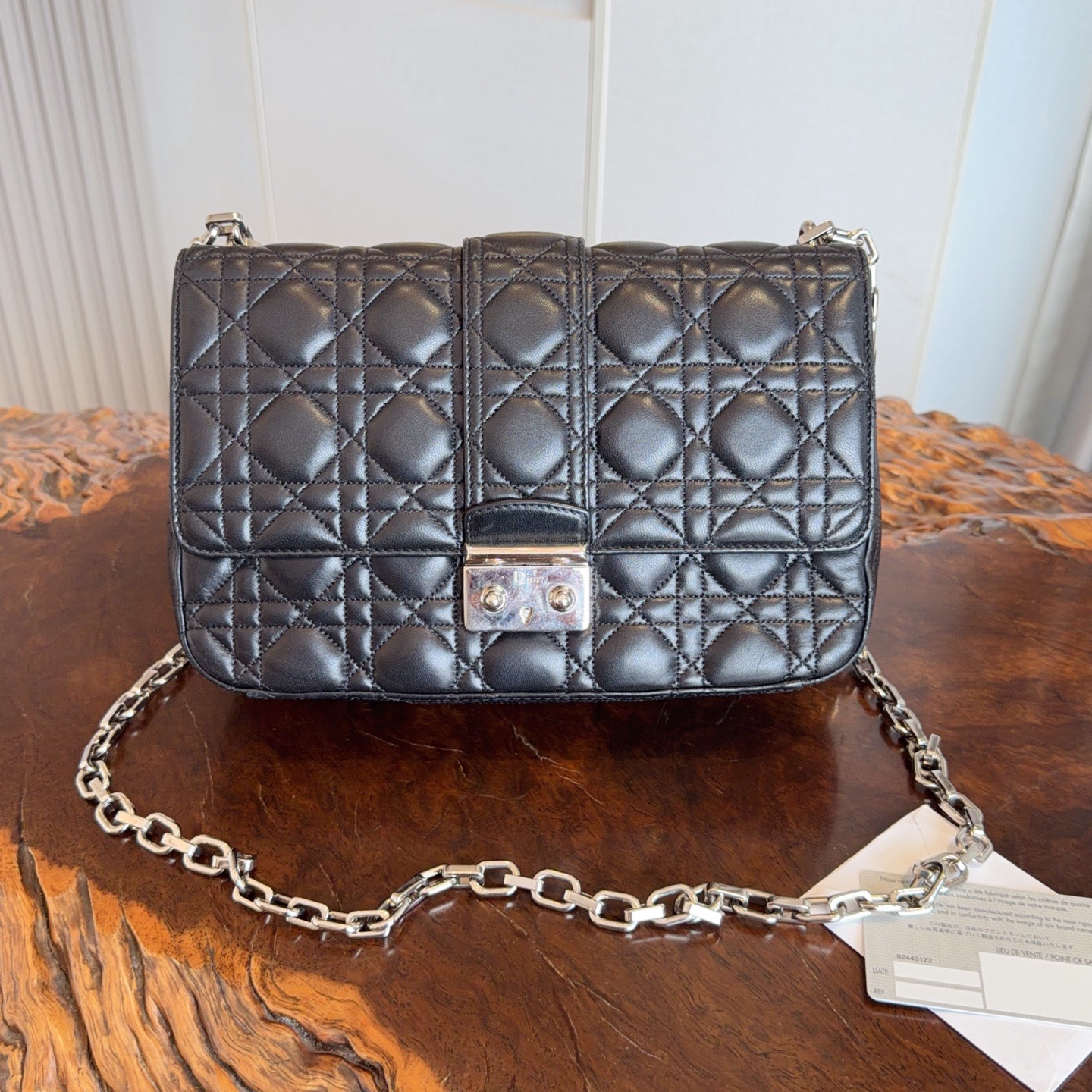 【預訂貨品】Dior黑銀金屬藤格紋羊皮包