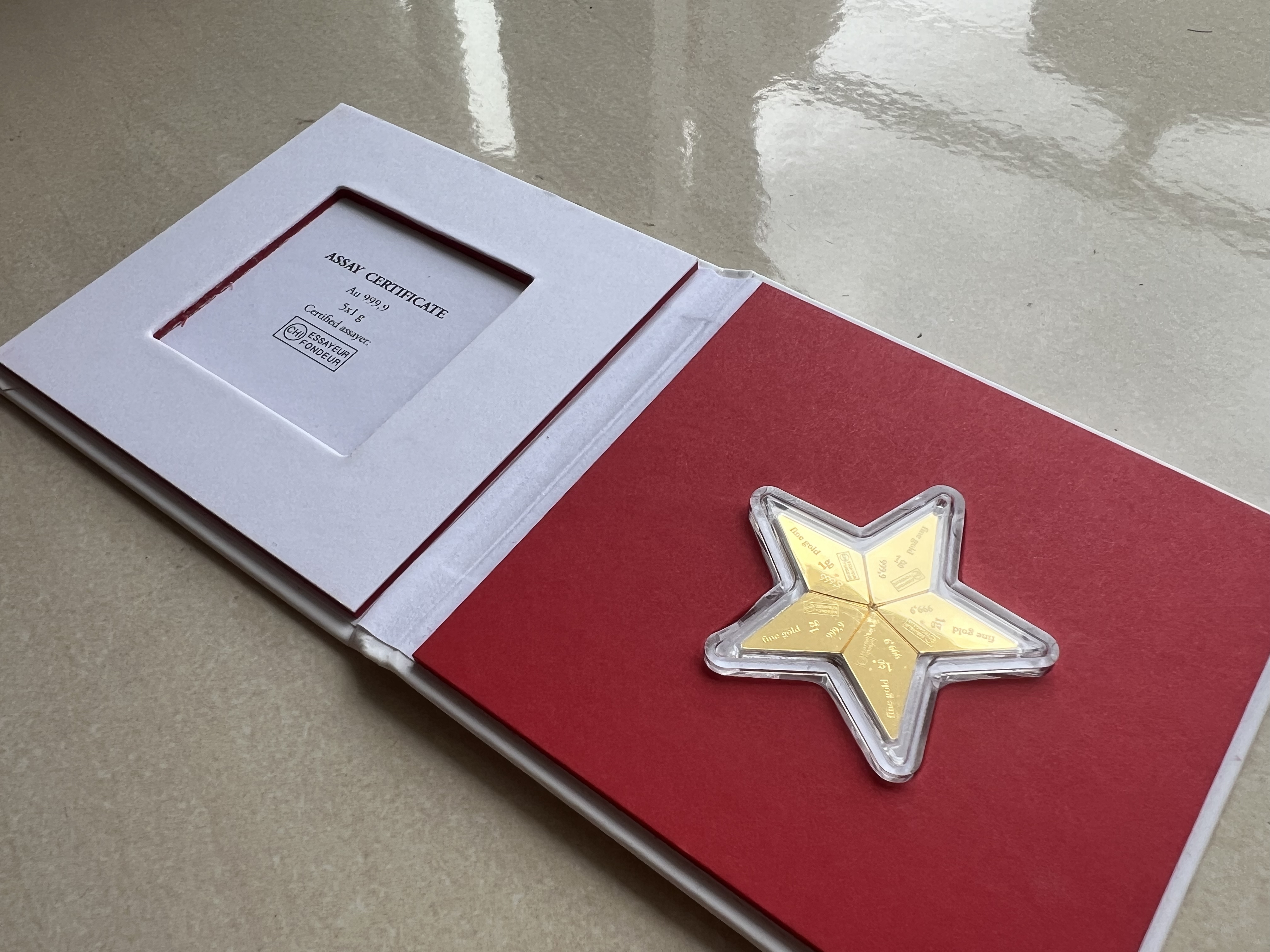 VALCAMBI 🇨🇭CombiBar Glittering Star 5g Swiss Gold Bar Emas 999.9 (5x1g) 五角星星