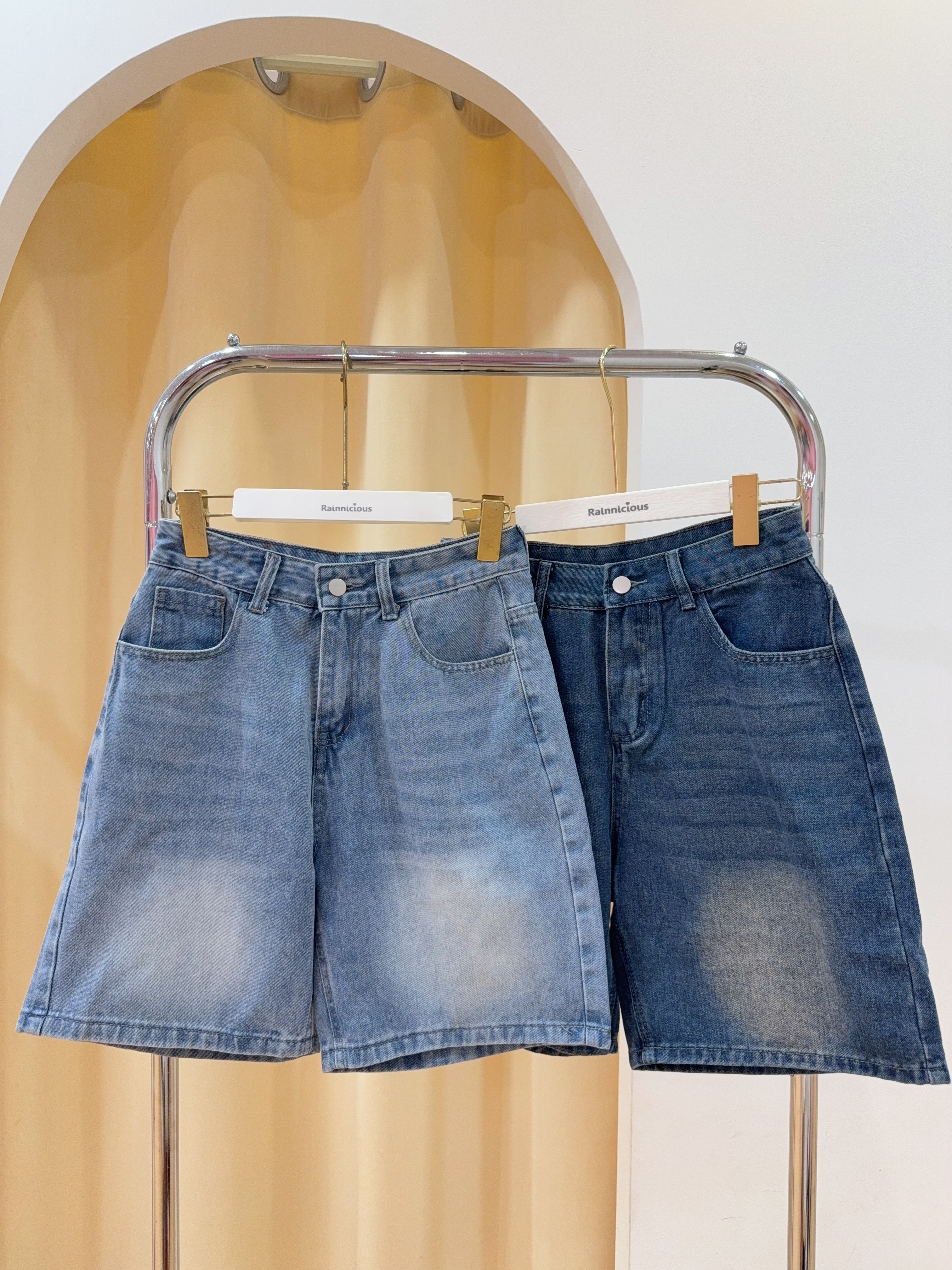 复古风五分牛仔裤 R2933