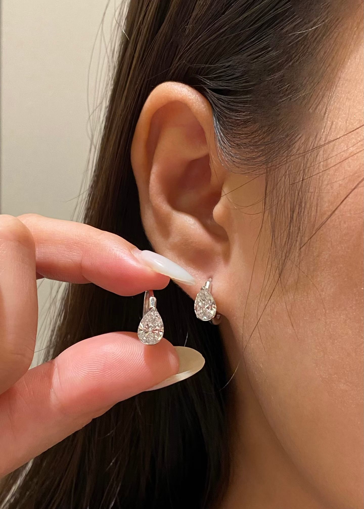 pt950 培育鑽石耳環 D2 G3.37