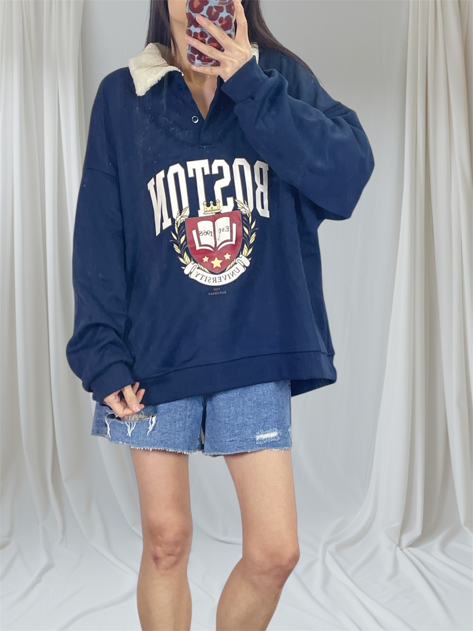 K5539 薄絨底X羊羔毛領衛衣