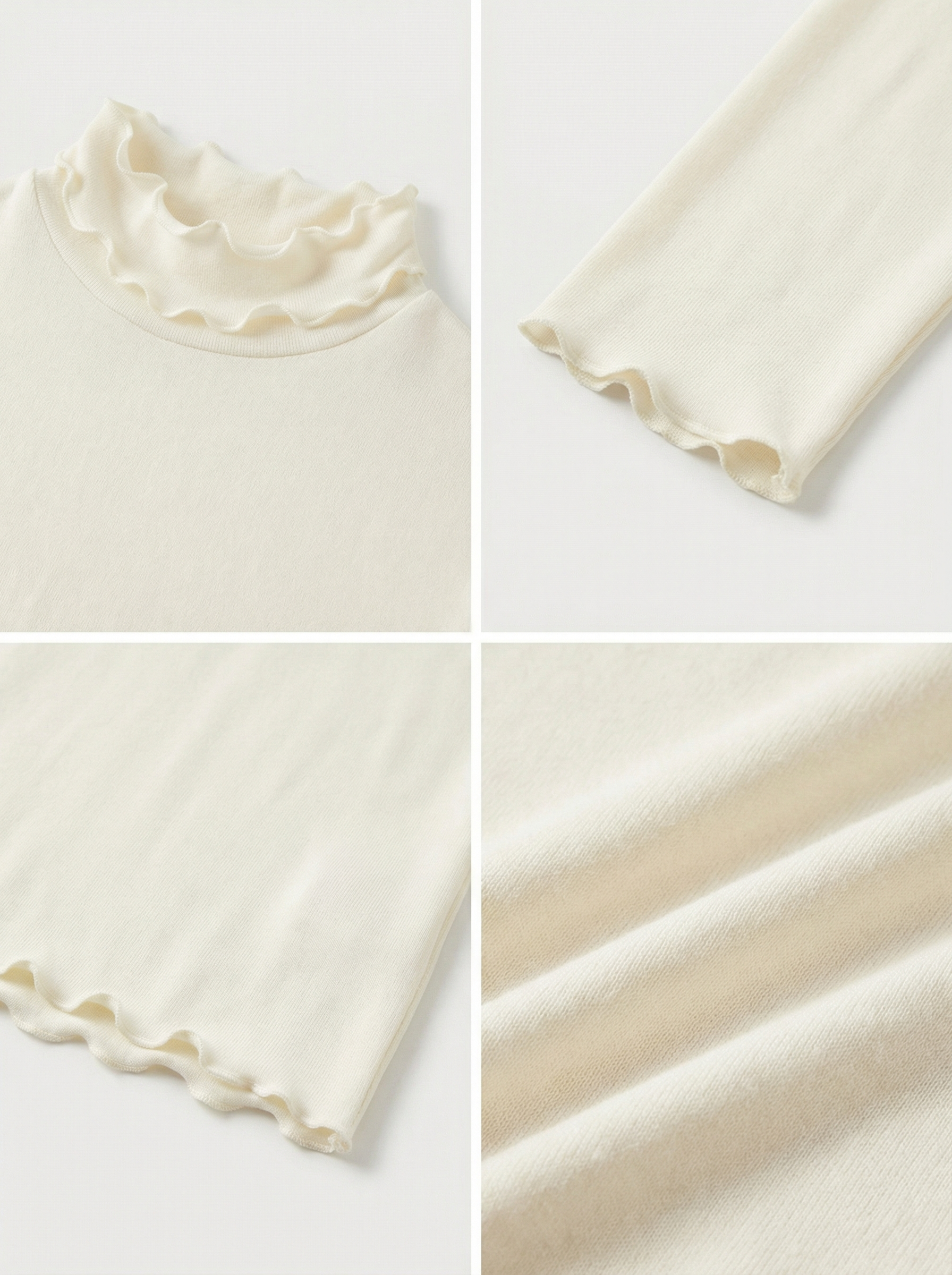 荷葉邊高領長袖上衣