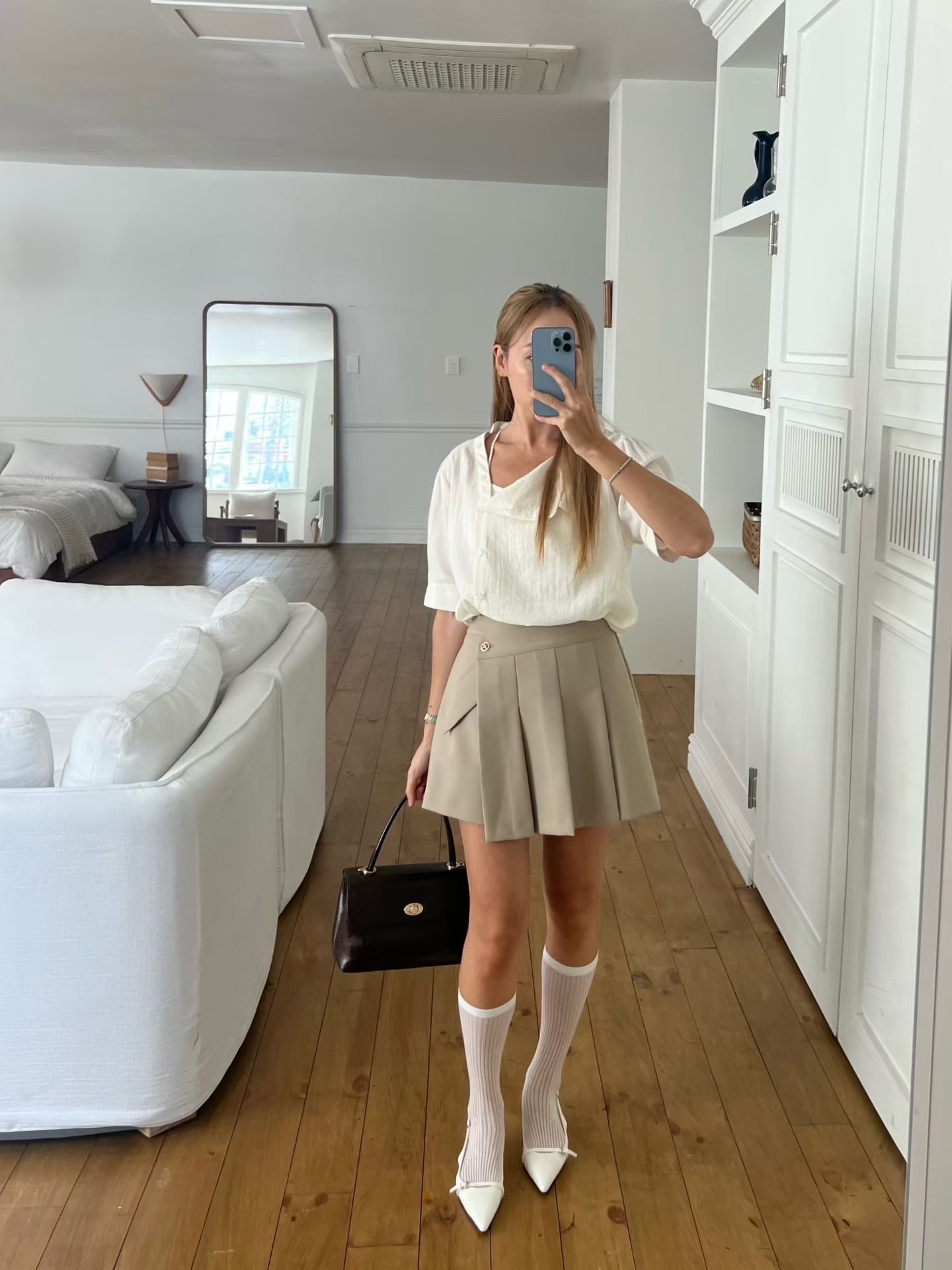 B10 斜襟排釦設計感短袖襯