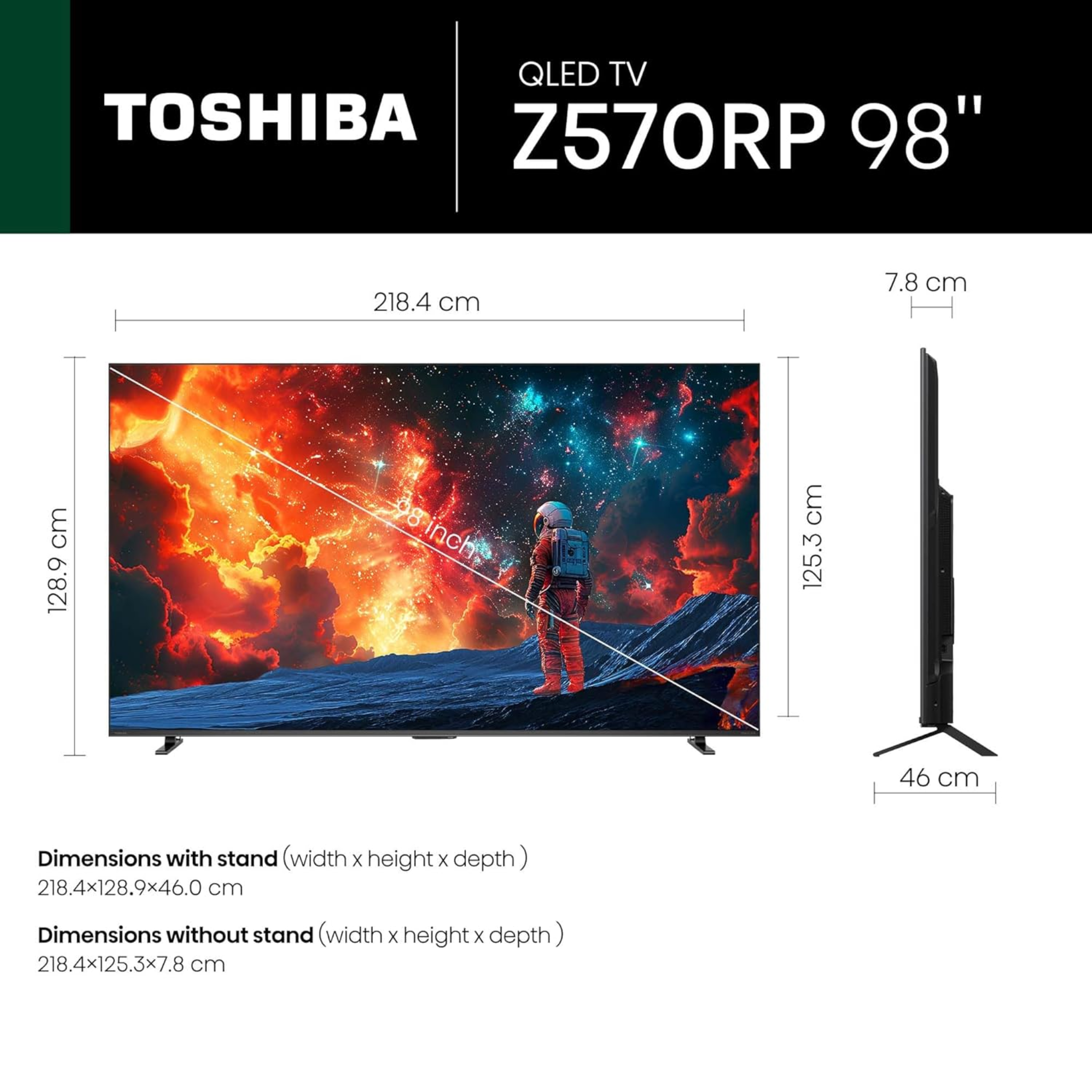 Toshiba 98 Inch Z570 Series 144Hz Native Panel 4K Smart QLED TV (98Z570RP)