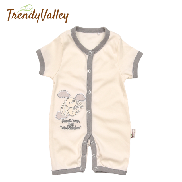 Trendyvalley Organic Cotton Short Sleeve Short Pant Baby Romper (BUNNY HOP)