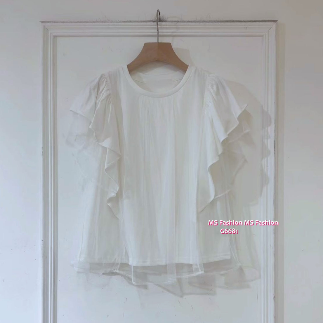 G6681 ruffle袖紗top