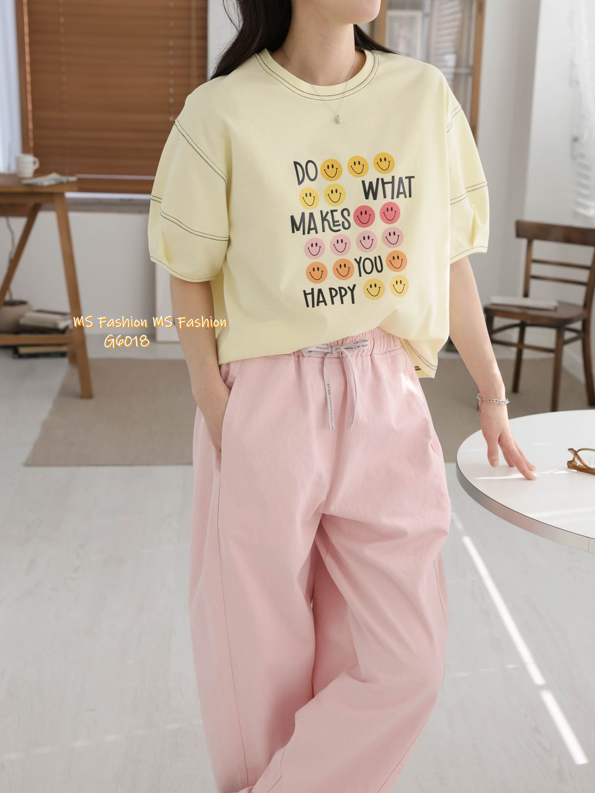 G6018 韓國🇰🇷可愛哈哈笑字母top