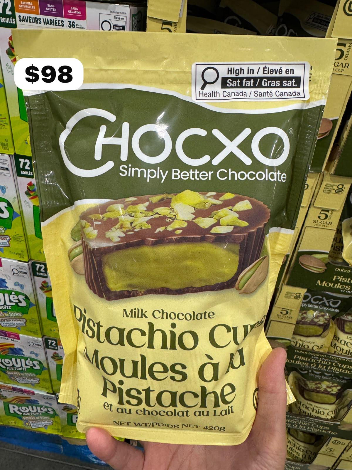 🇨🇦 CHOCXO Milk Chocolate Pistachio Cups | 牛奶朱古力開心果醬杯 420g