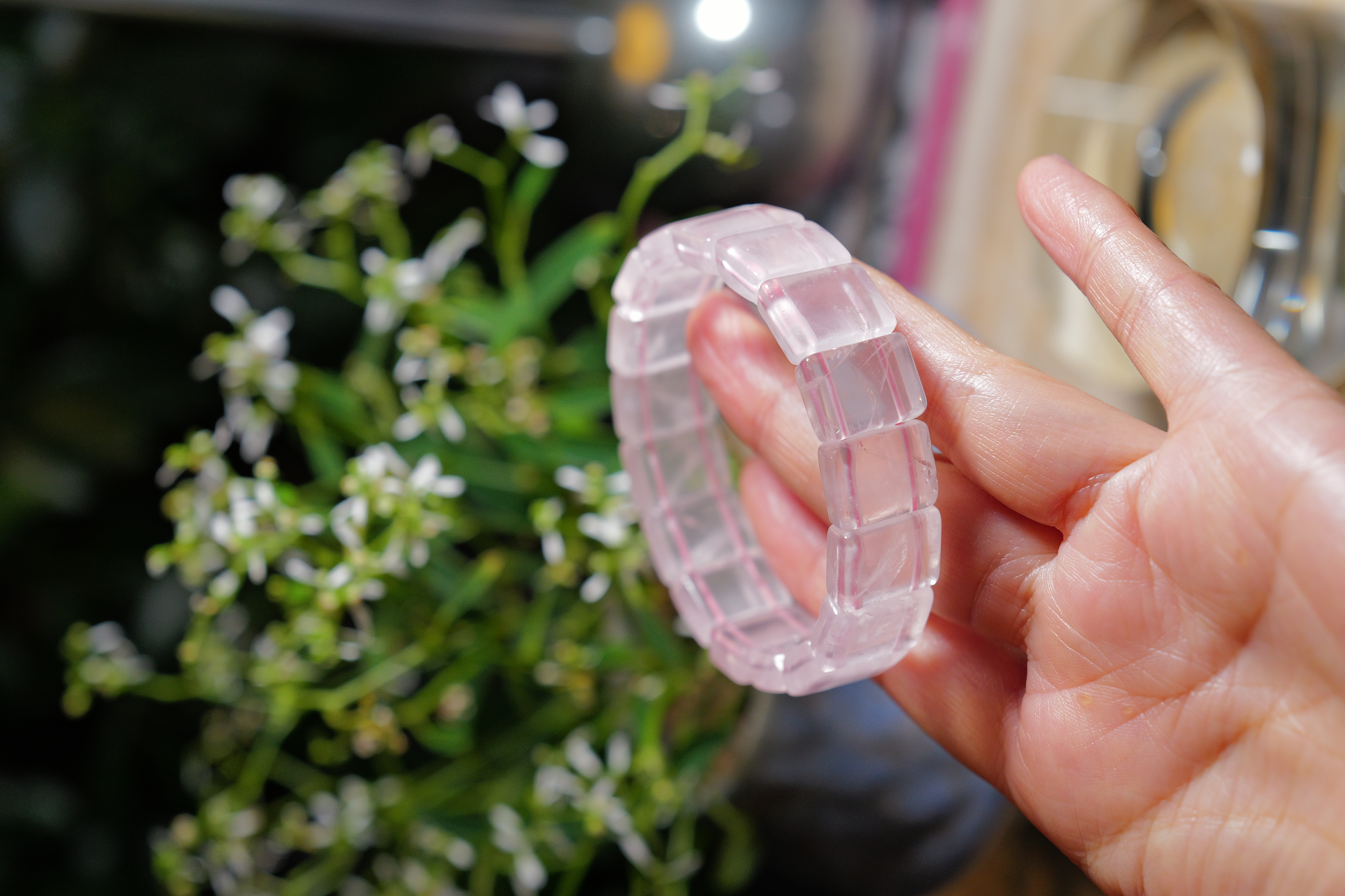 ༒15mm冰透粉水晶手排༒  LA.2090H18GAA-RB20*2FT