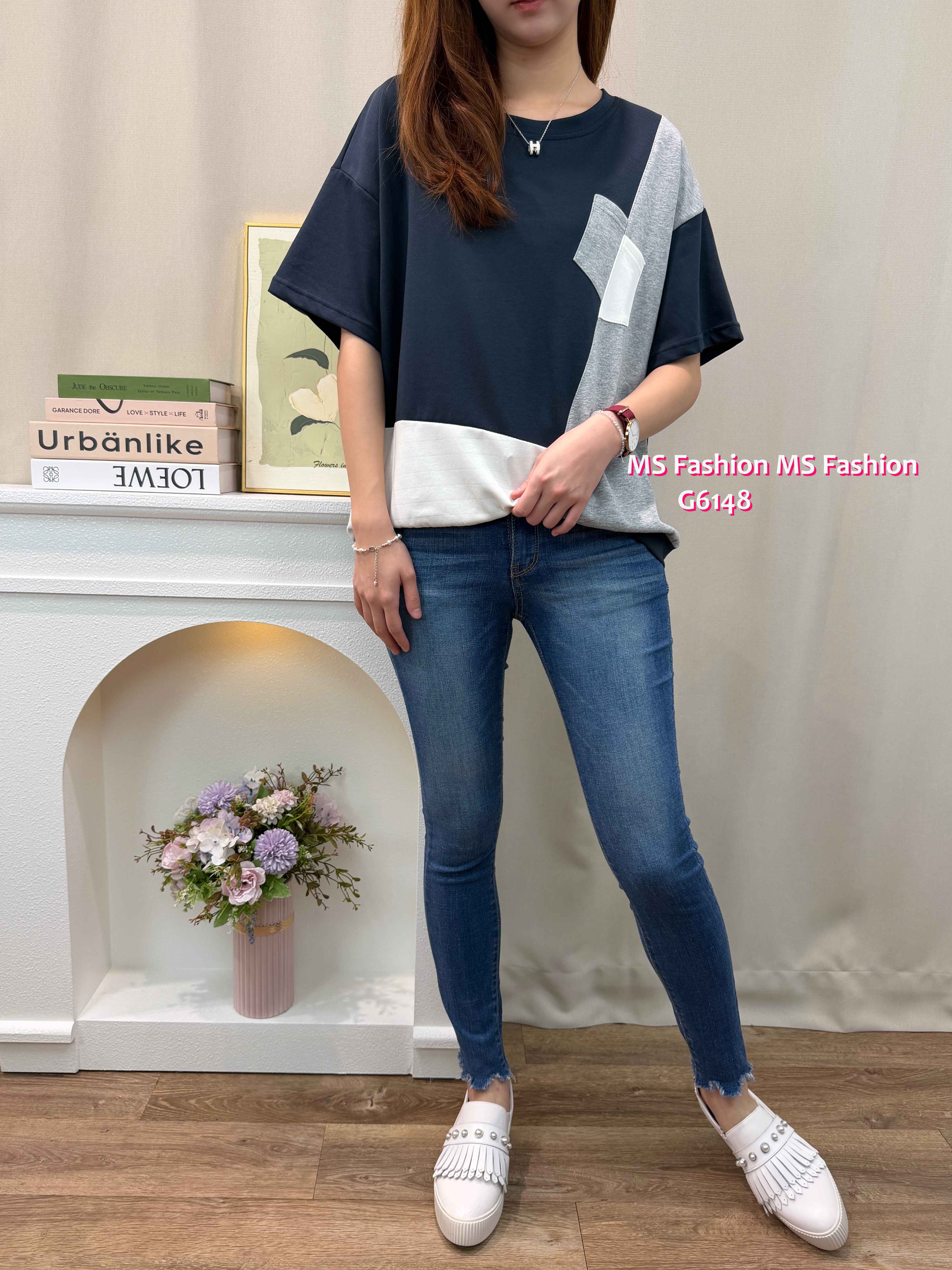 G6148 韓國🇰🇷靚色拼布top