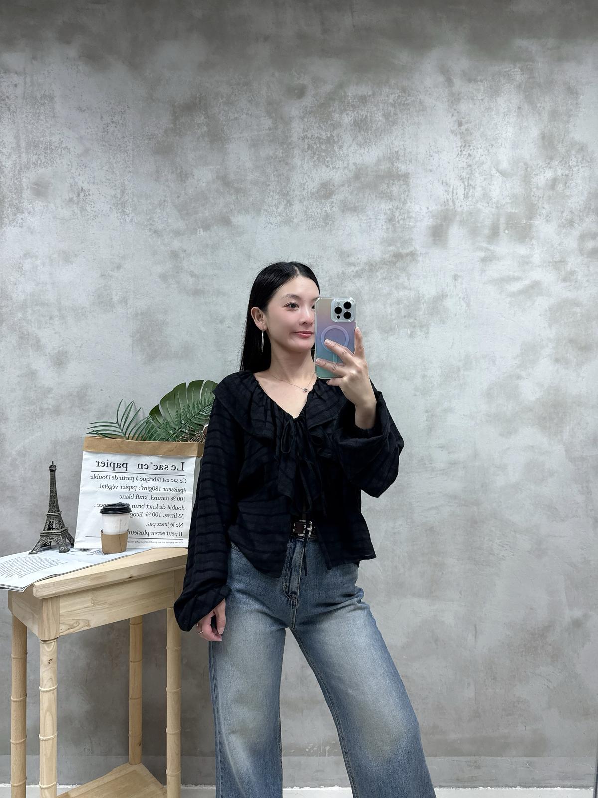 B19 線棉ruffle Top