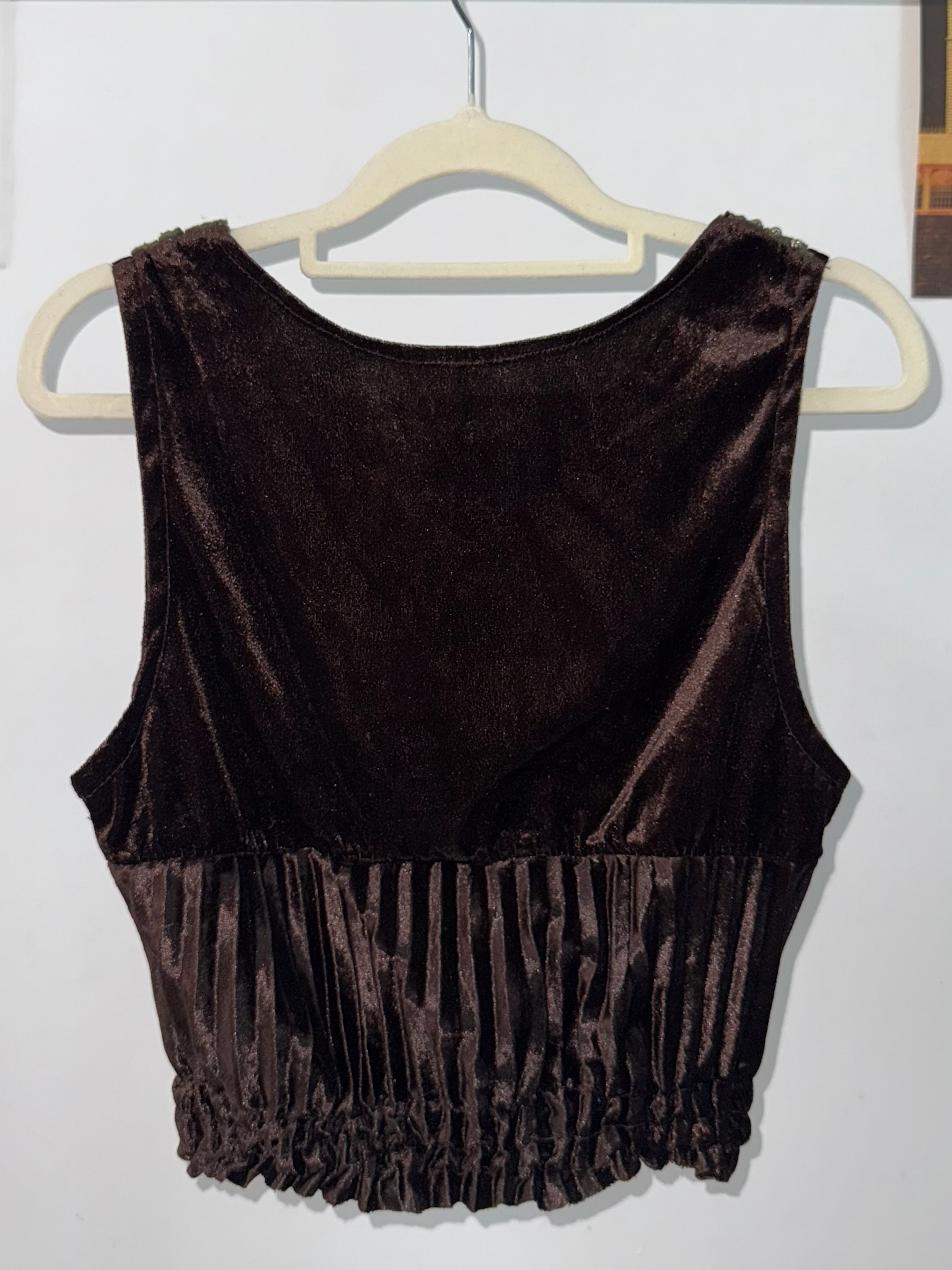 Brown Velvet Beaded Neckline Top