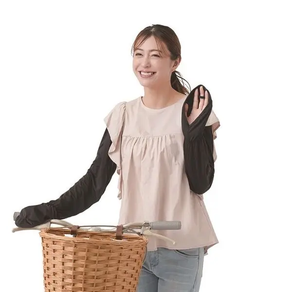 現貨🌸日本直送 |日本抗UV |接觸冷感 |防曬袖/蓬鬆臂套（黑色）