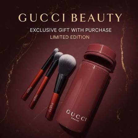 Gucci Beauty酒紅色❤️化妝掃套裝一套三枝（附紙袋）