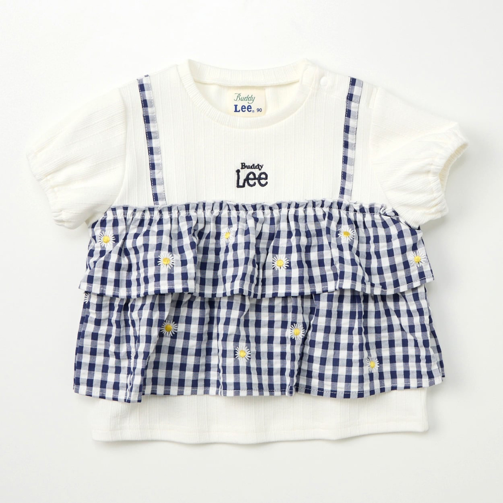 🇯🇵預訂 日本直送🇯🇵Buddy Lee 兩色標誌雛菊刺繡格紋仿吊帶背心式短袖上衣