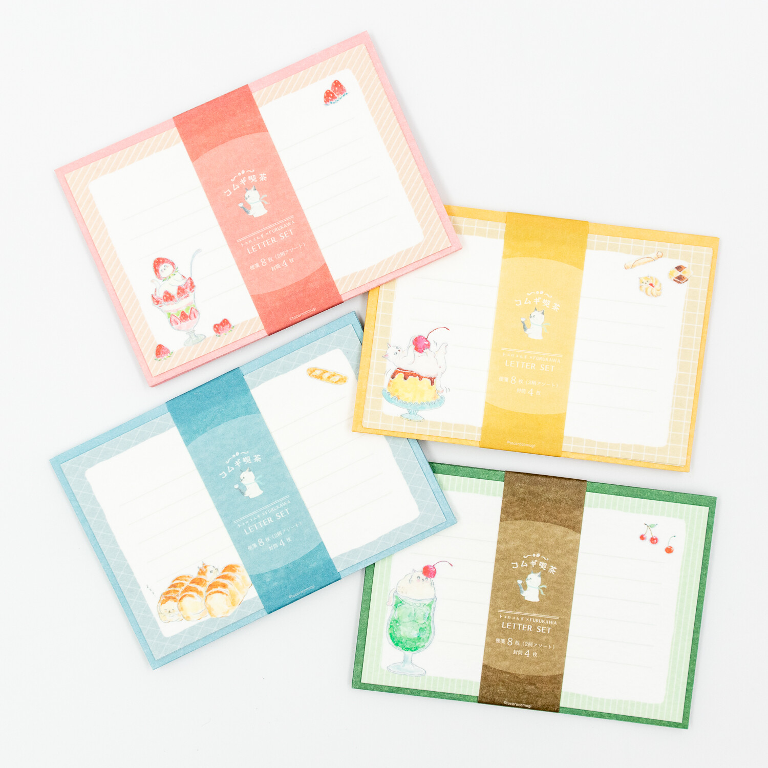 Tocorocomugi × 古川紙工 - 信紙套裝 (粉紅色草莓芭菲款)