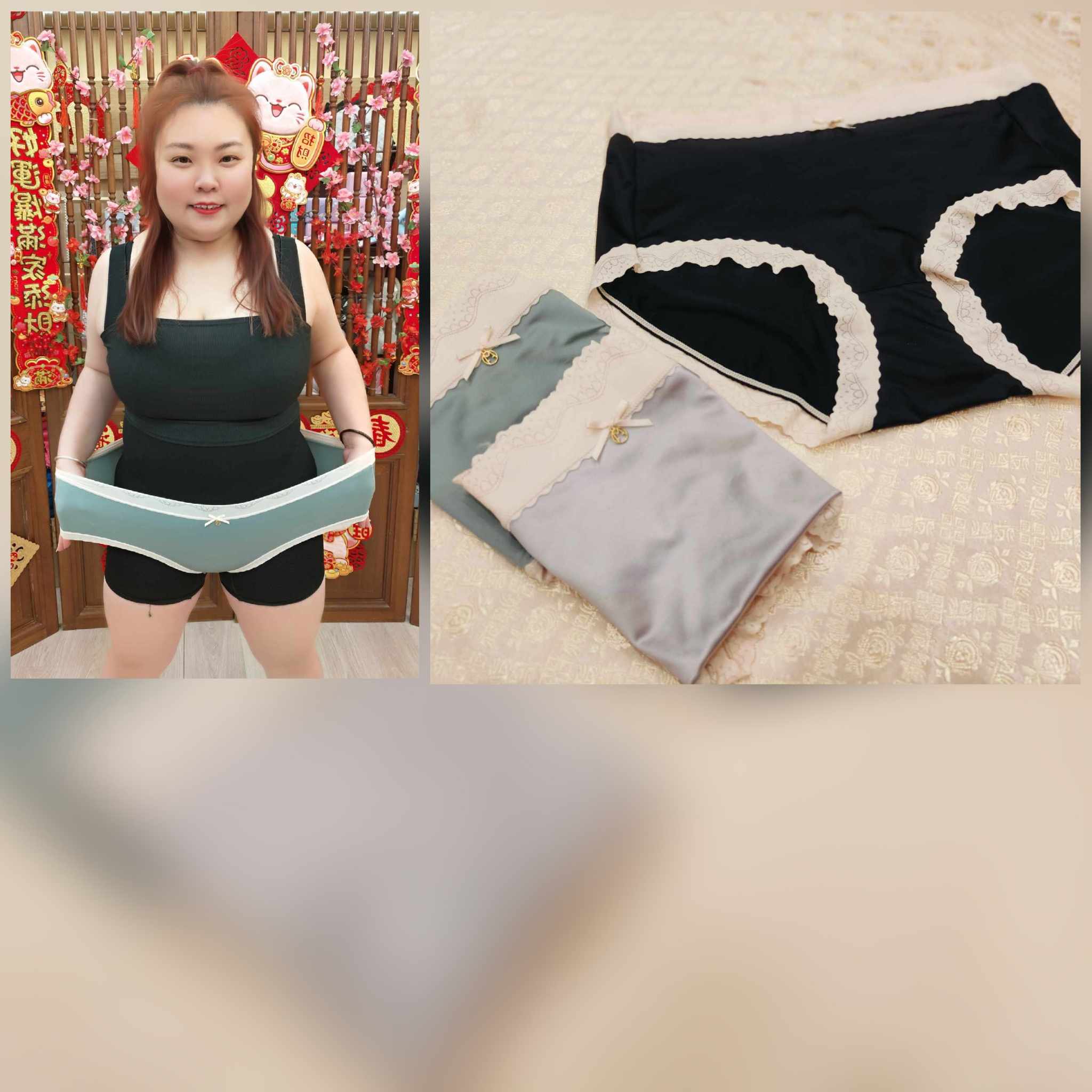 D5841 缎面冰丝性感内裤（一套三件颜色随机）