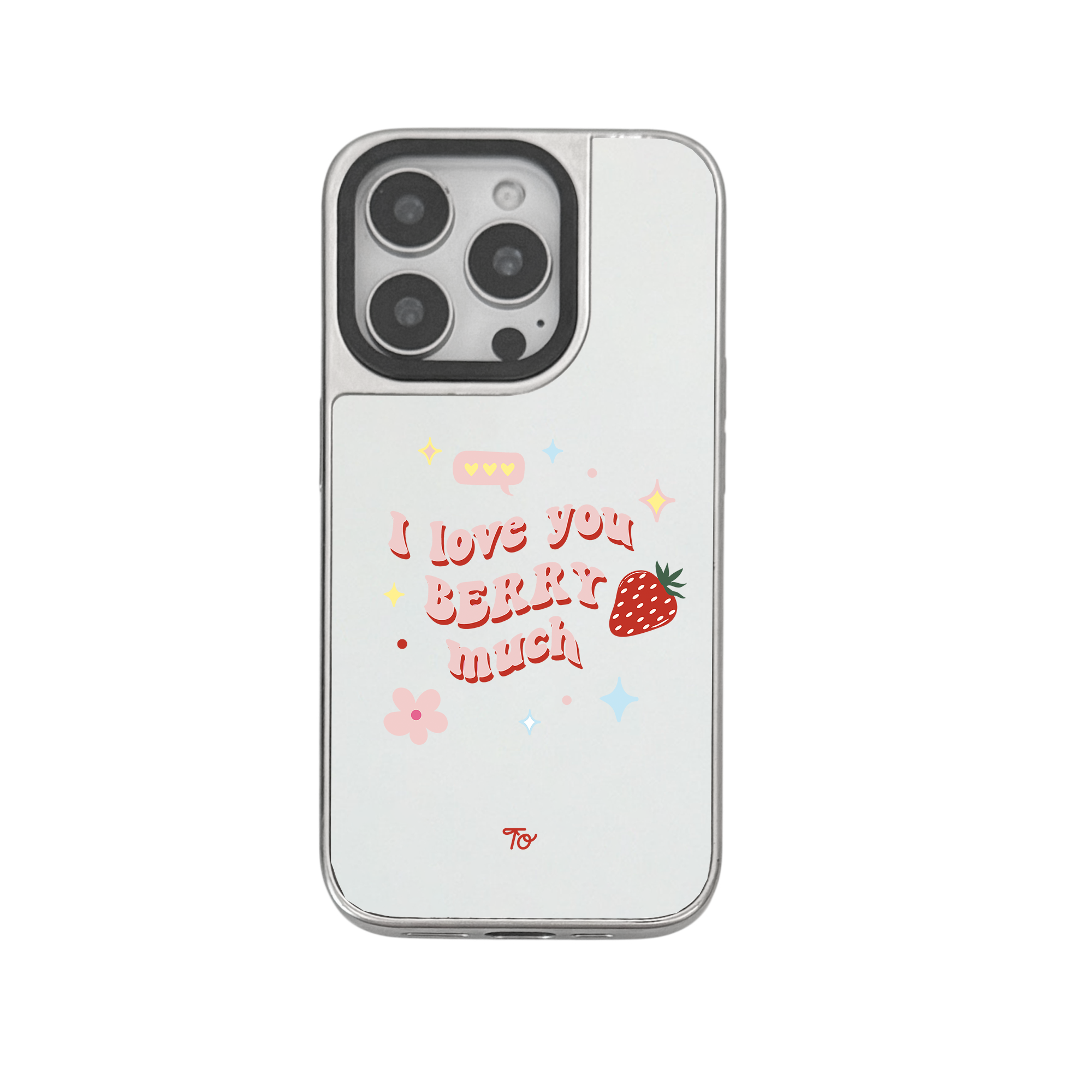 【I love you Berry much! 】銀框鏡面MagSafe iPhone Case