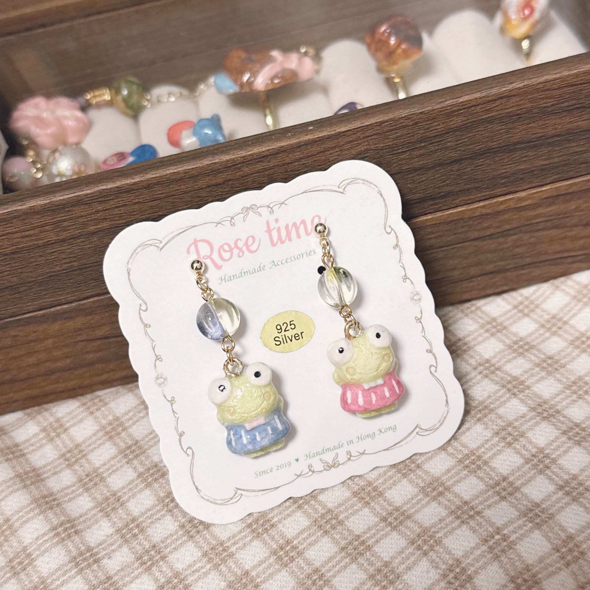 手繪小青蛙波波耳環