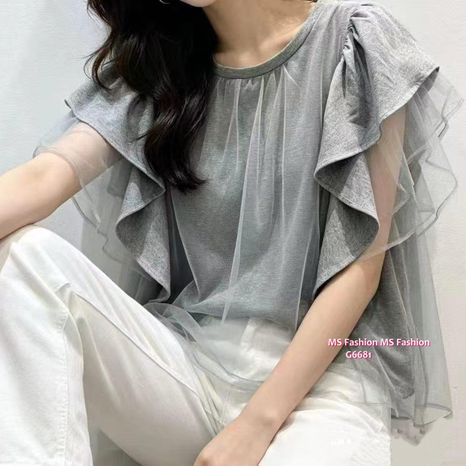G6681 ruffle袖紗top