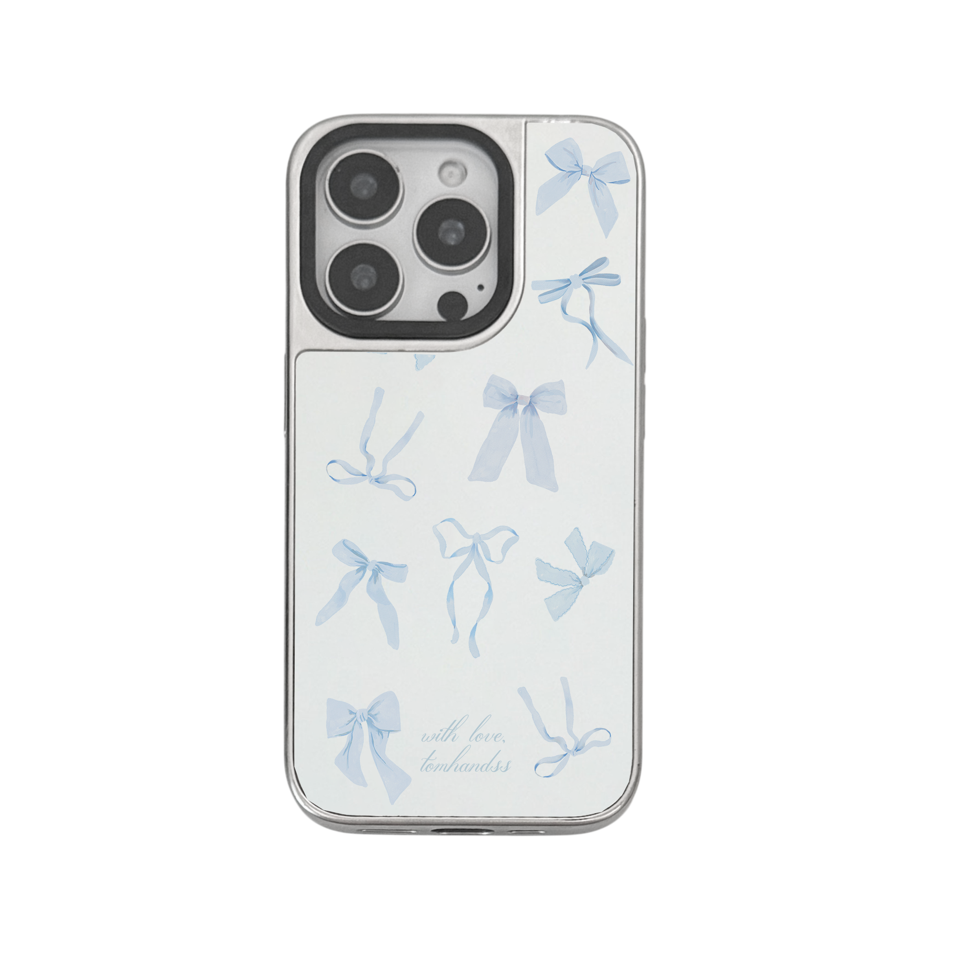 【The French Candy Floss Ribbons*BLUE*】銀框鏡面MagSafe iPhone Case
