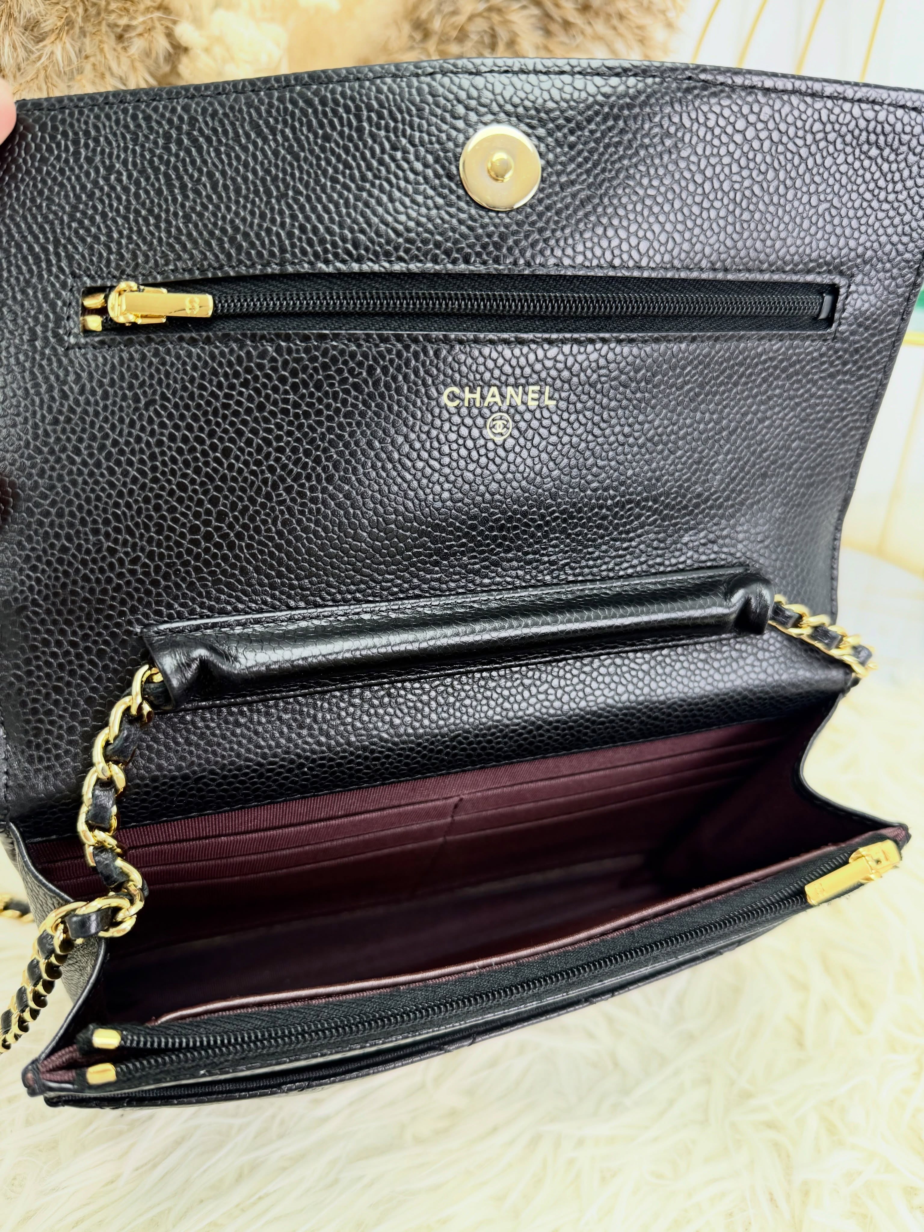 Chanel👜 PRE OWNED 🛍️WOC黑金荔枝皮