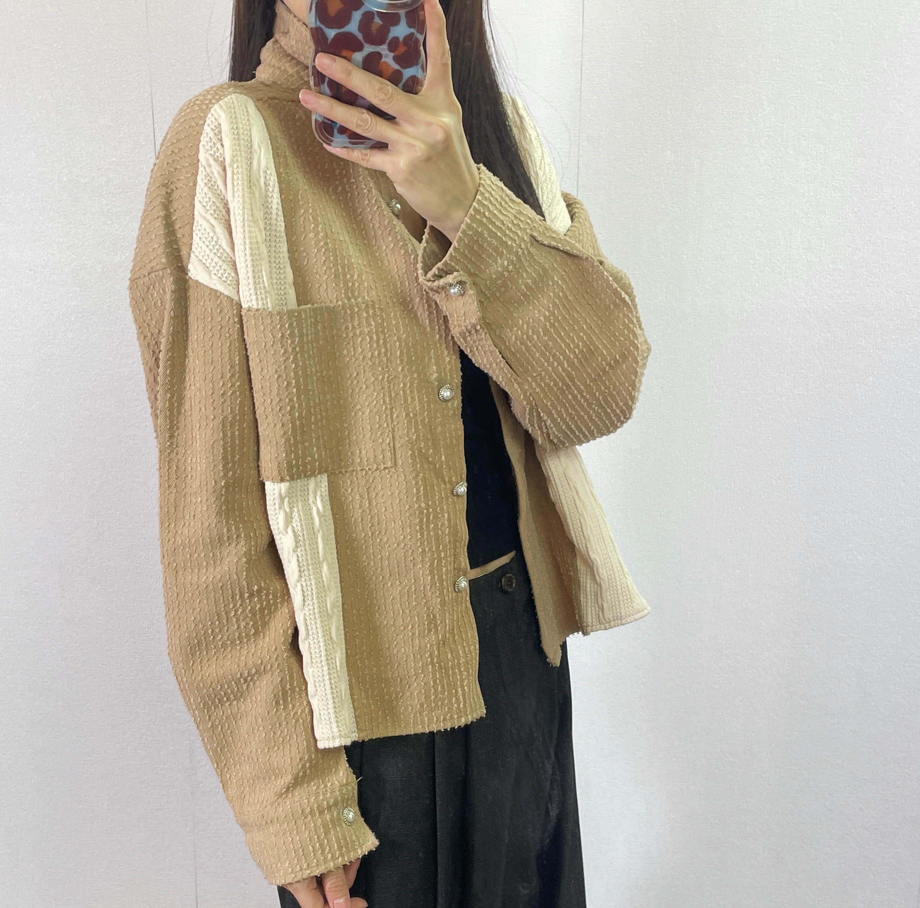 ⭐️Sale⭐️ #10-3920 撞色拼布恤衫形外套