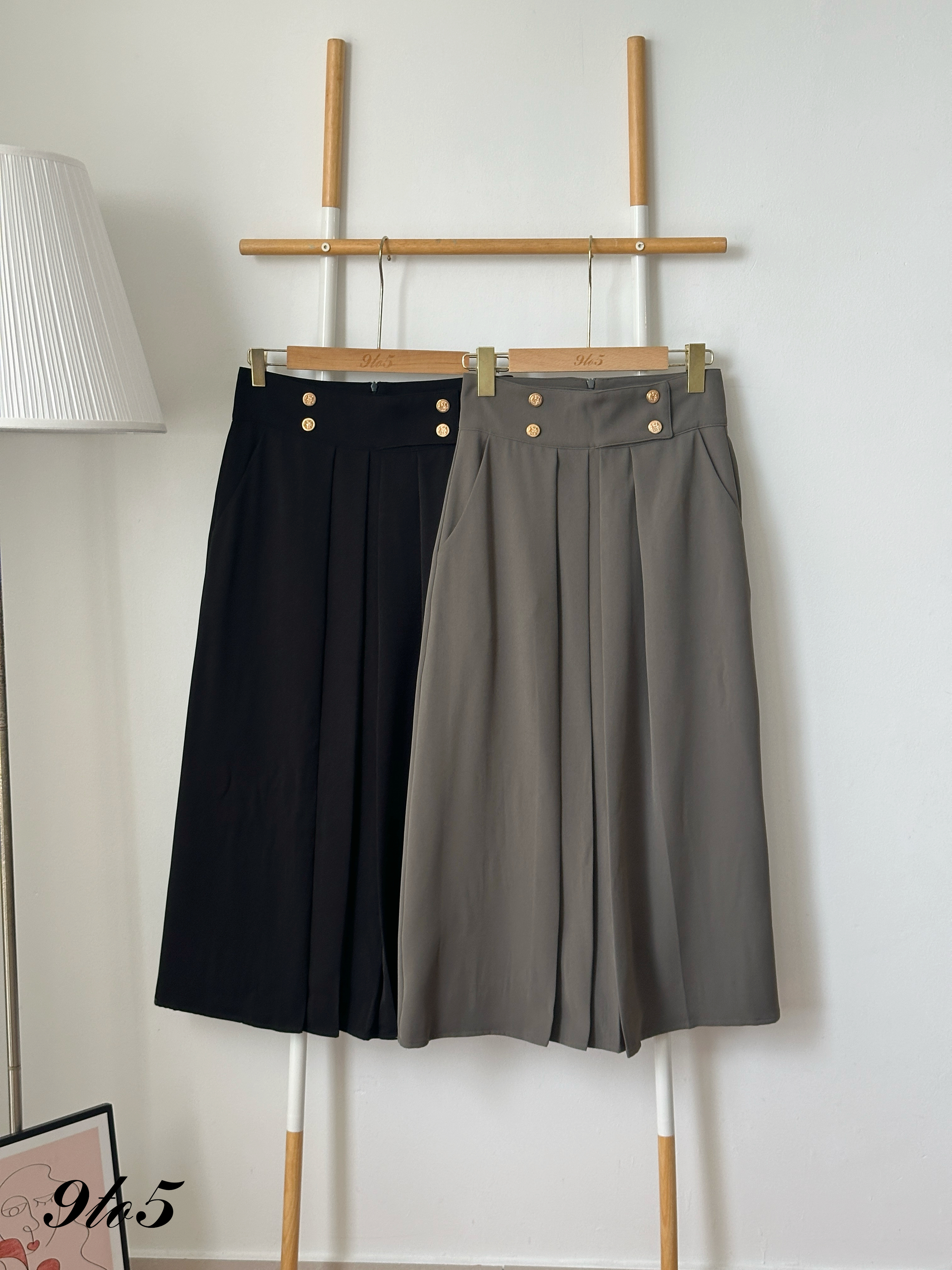 S1982 High Waisted Long Skirt - Black & Grey
