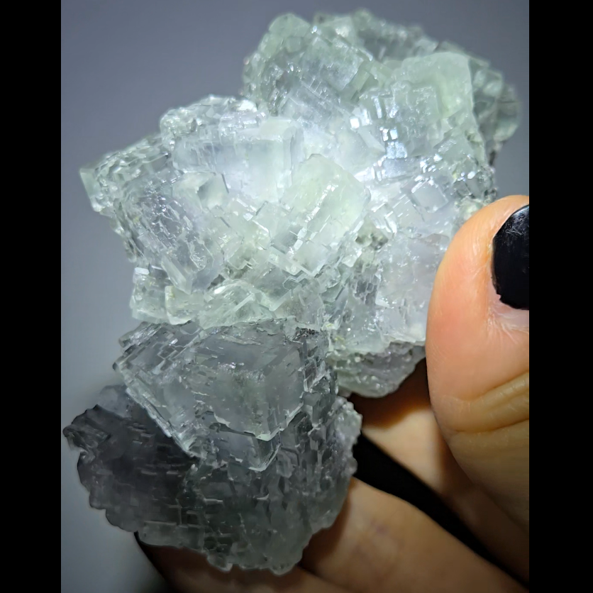 QR code cubic fluorite with calcite from Xianghualing - FL335